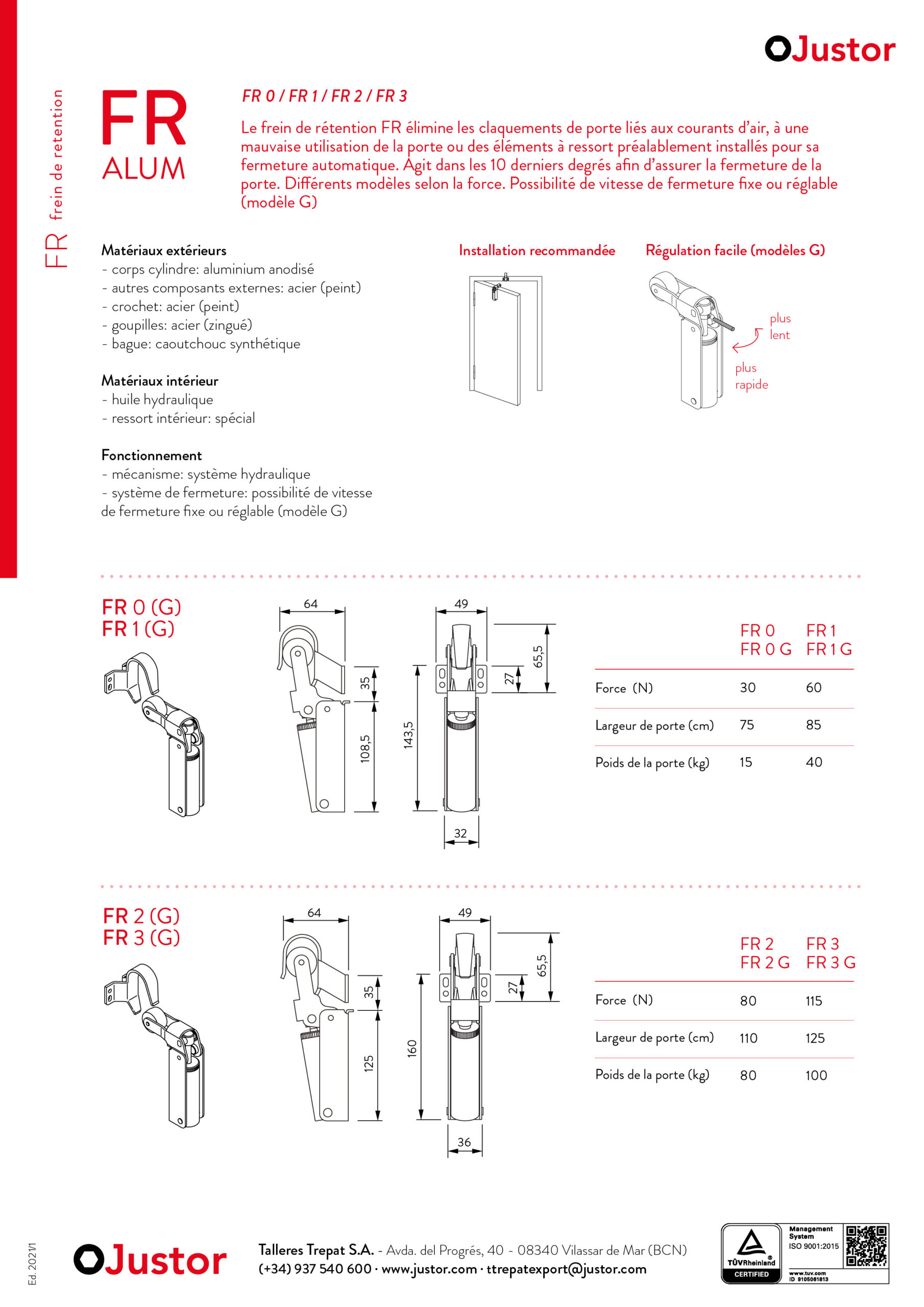 Frein de rétention force 115 N, totalement en acier inox 304, pour porte jusqu’à 100 KG. - Gris / argent, Acier inoxydable – Image 6