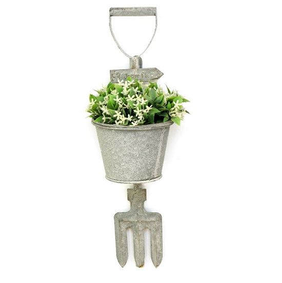 Jardinière a suspendre en métal gris 12x13 x h40cm - Gris / argent – Image 2