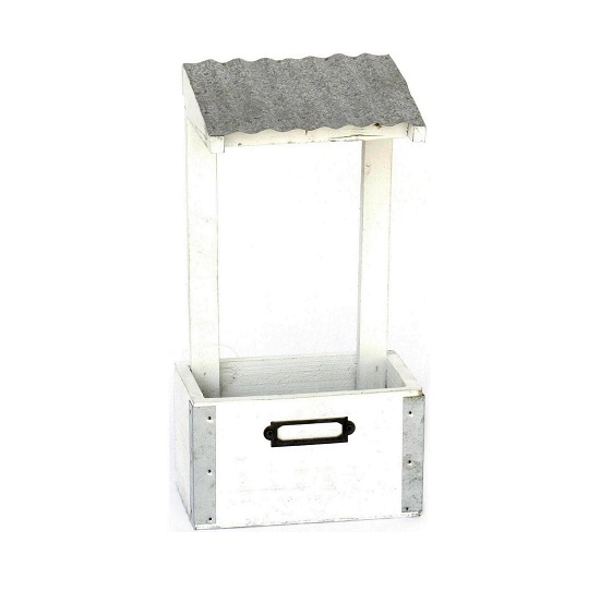 Jardinière en bois, H 9/29cm - Blanc