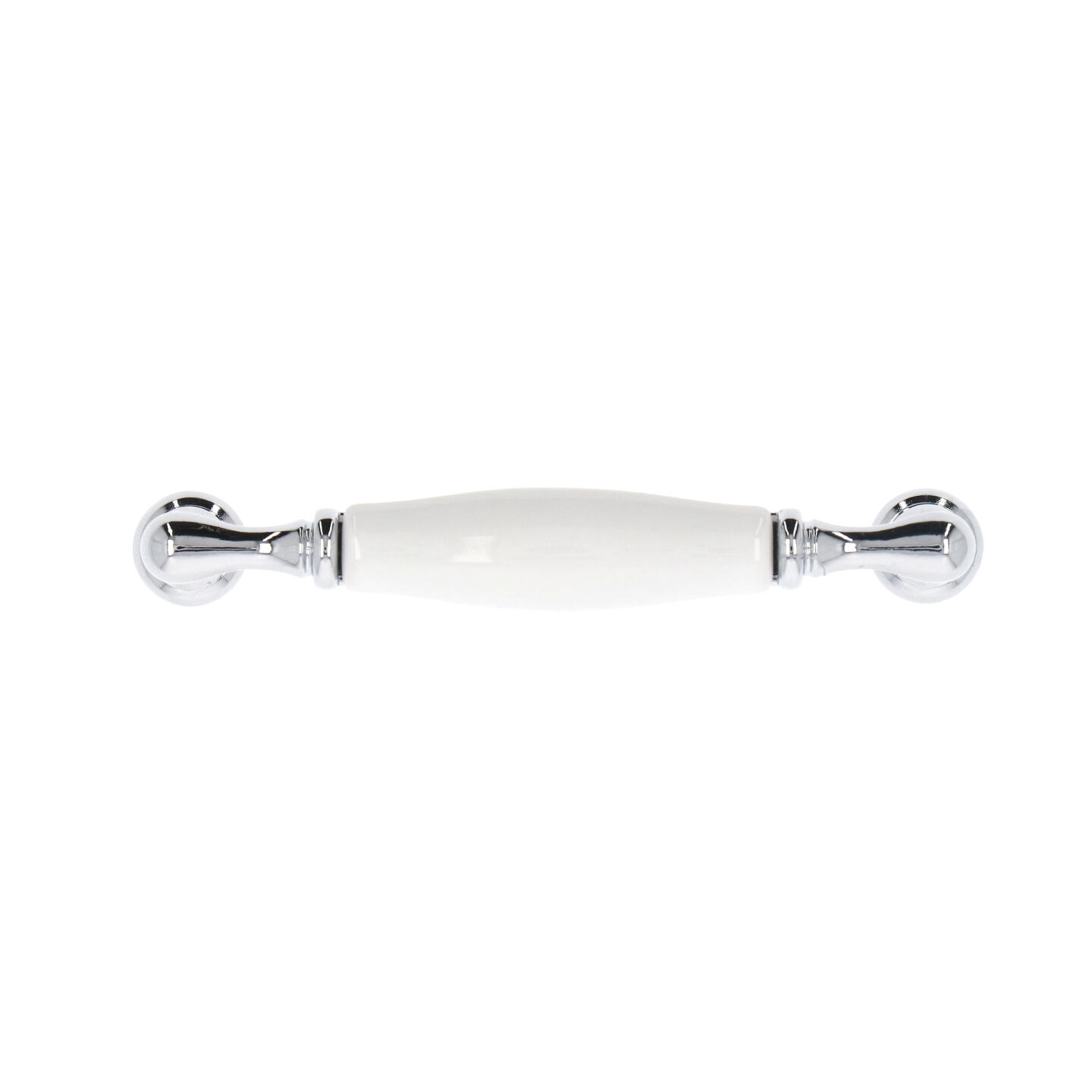 Poignée pour meubles en zamac et porcelaine Entraxe 96mm chrome poli - Gris / argent, Zamak – Image 3