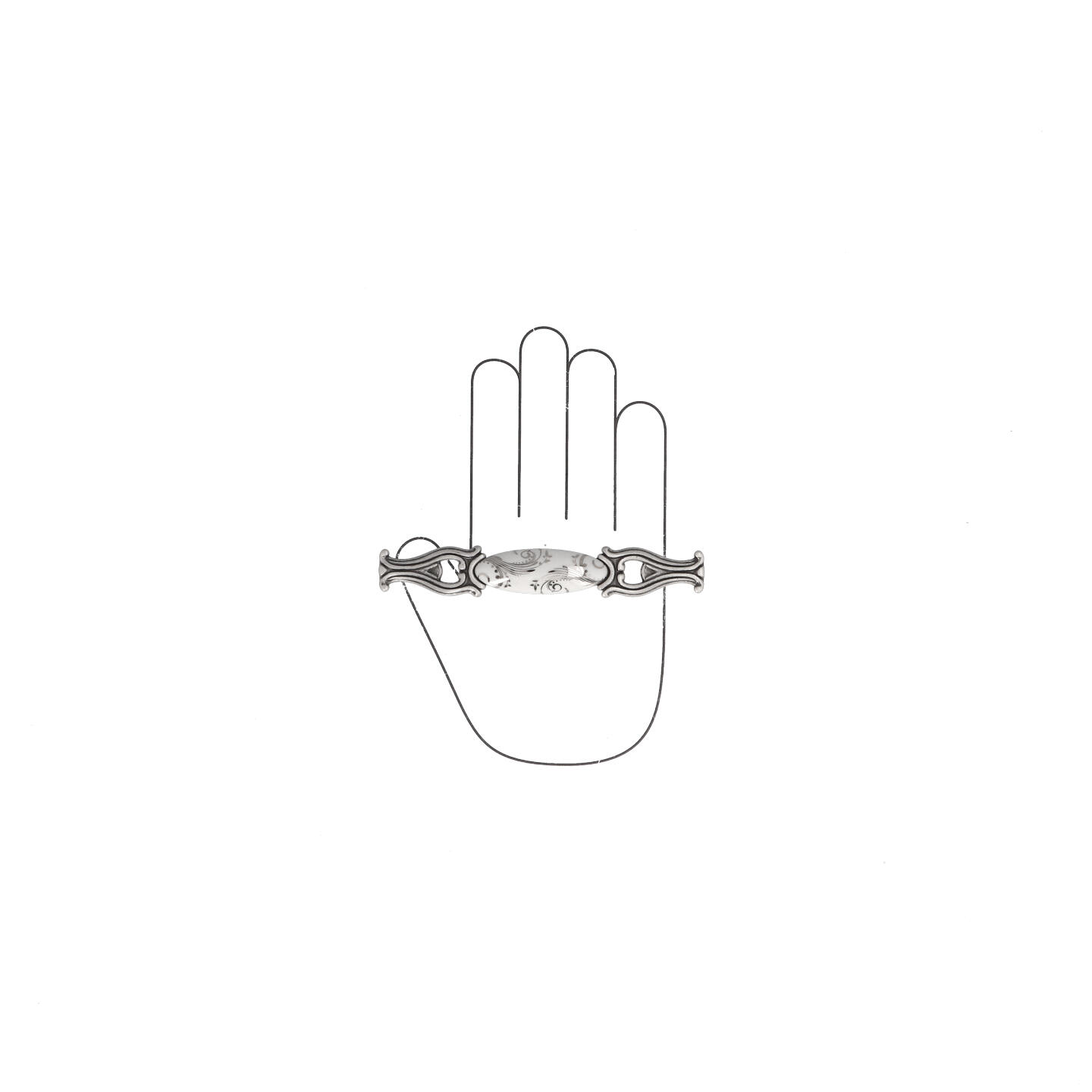 Poignée pour meubles en zamac et Porcelaine Entraxe 96mm Vieil argent brillant - Gris / argent, Zamak – Image 4