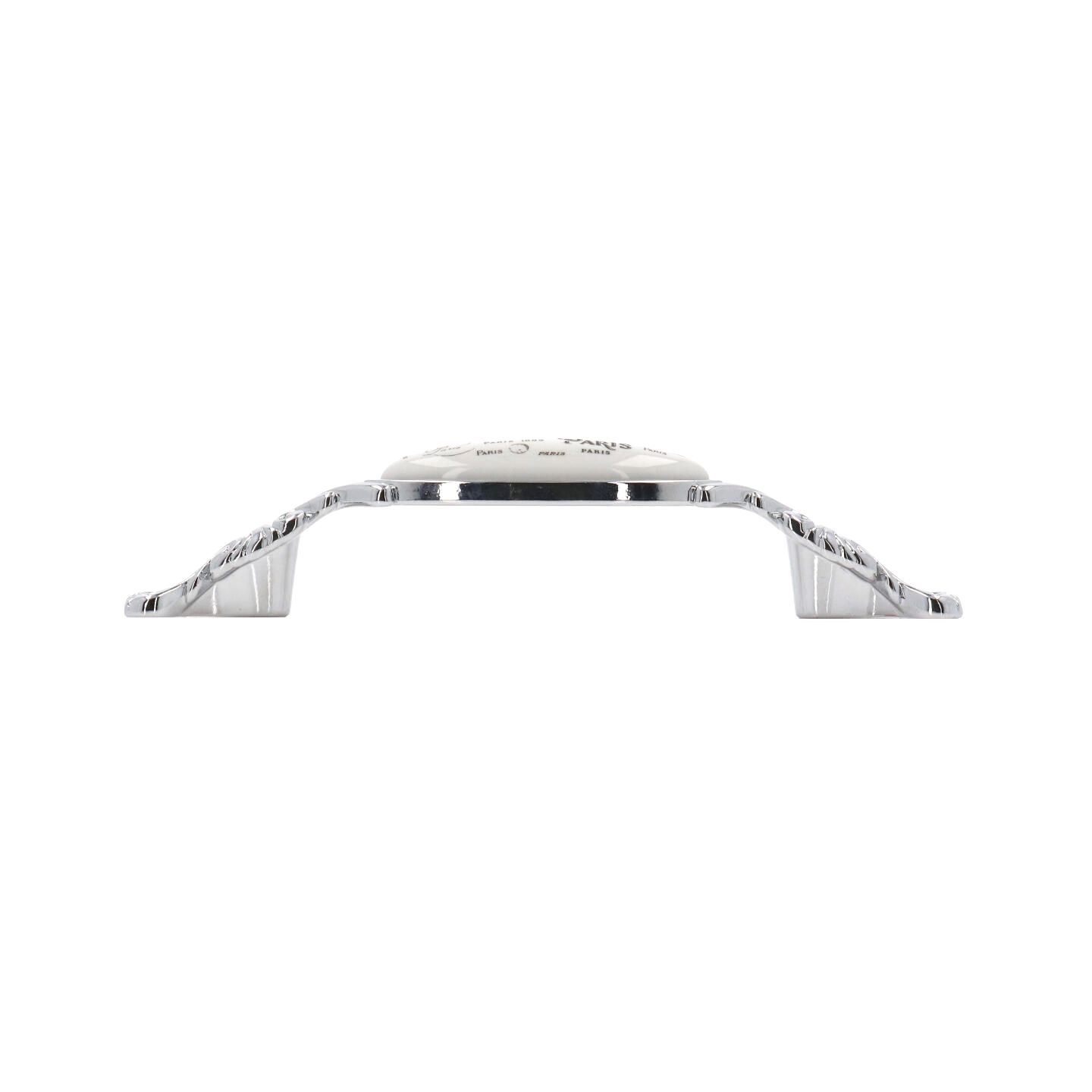 Poignée pour meubles en zamac et Porcelaine Entraxe 96mm chrome poli - Gris / argent, Zamak - Imagen 2