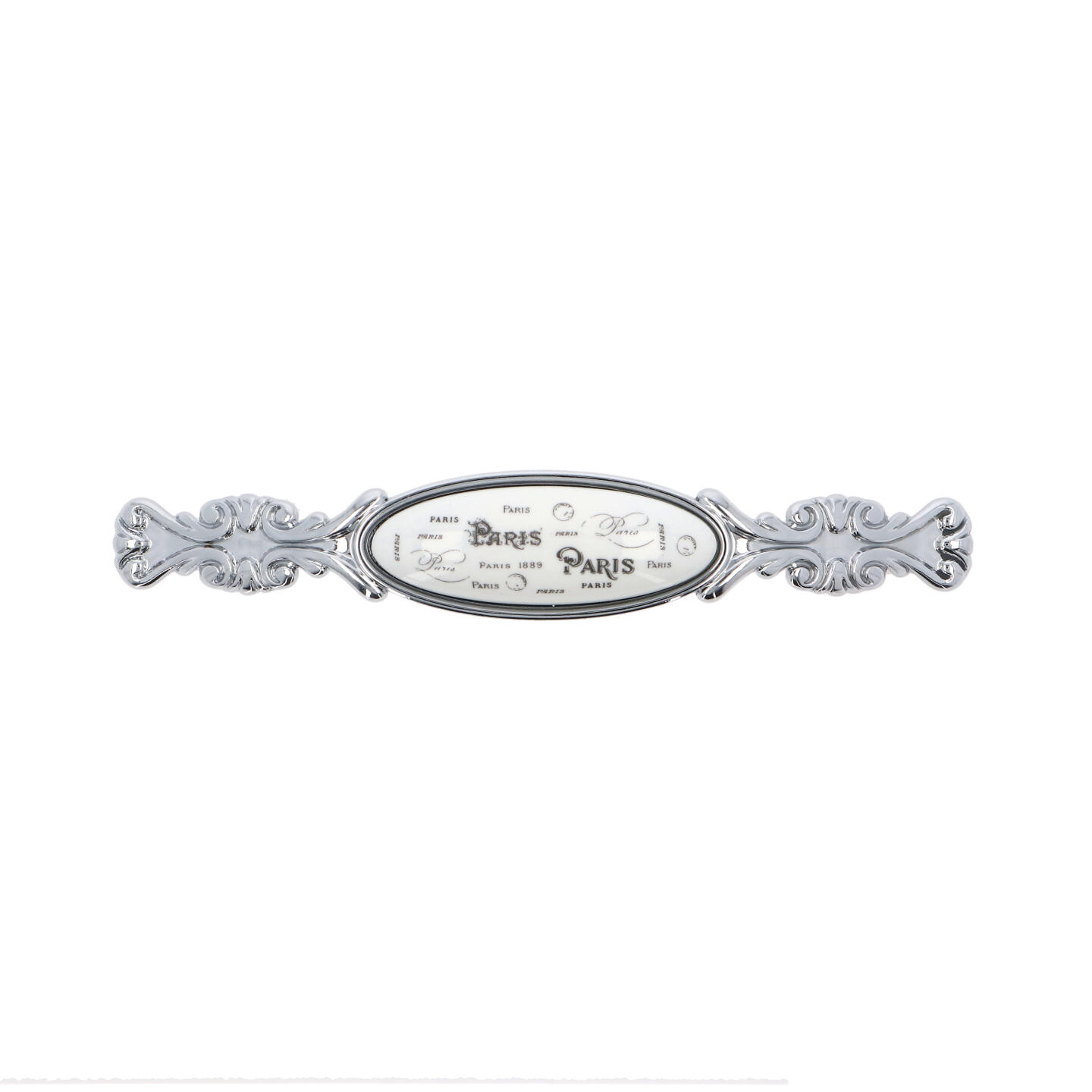 Poignée pour meubles en zamac et Porcelaine Entraxe 96mm chrome poli - Gris / argent, Zamak - Imagen 3