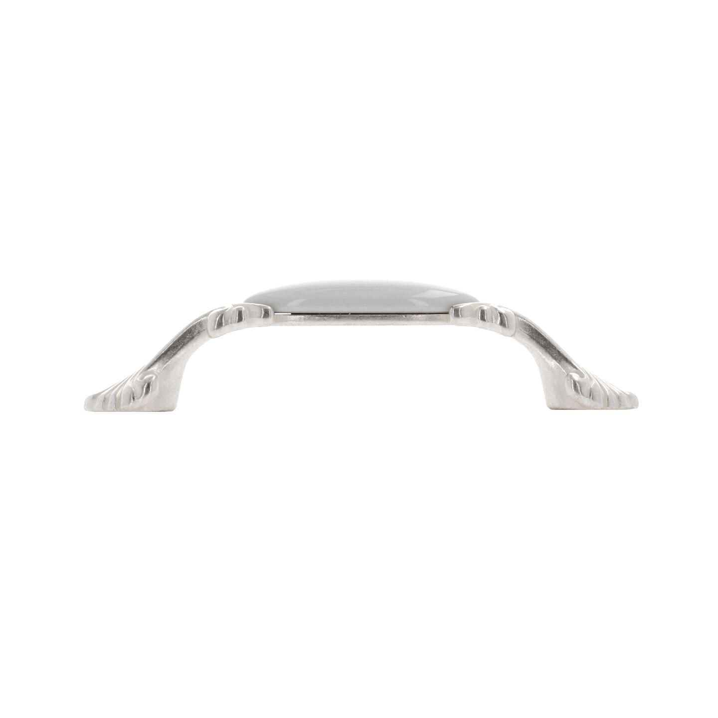 Poignée pour meubles en zamac et Porcelaine Entraxe 96mm Venise argenté - Blanc, Zamak - immagine 2