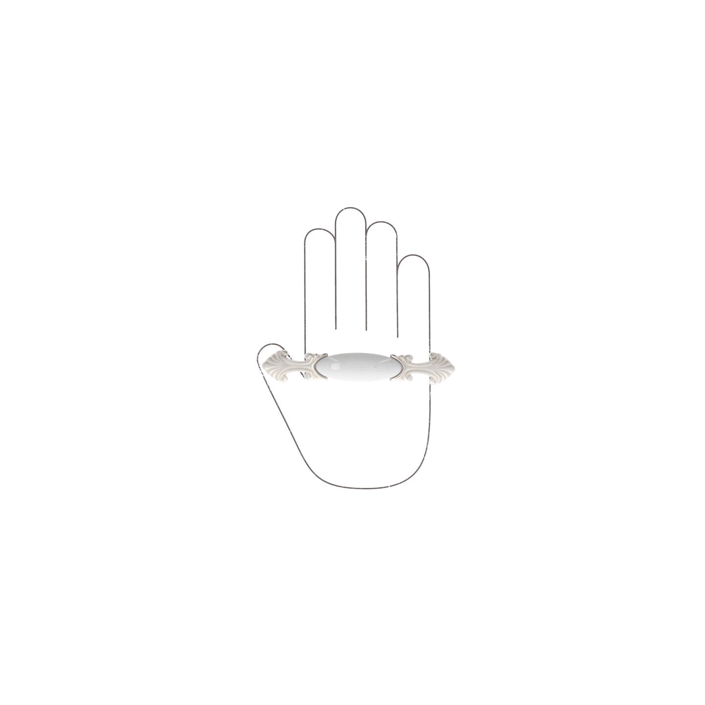 Poignée pour meubles en zamac et Porcelaine Entraxe 96mm Venise argenté - Blanc, Zamak - immagine 4