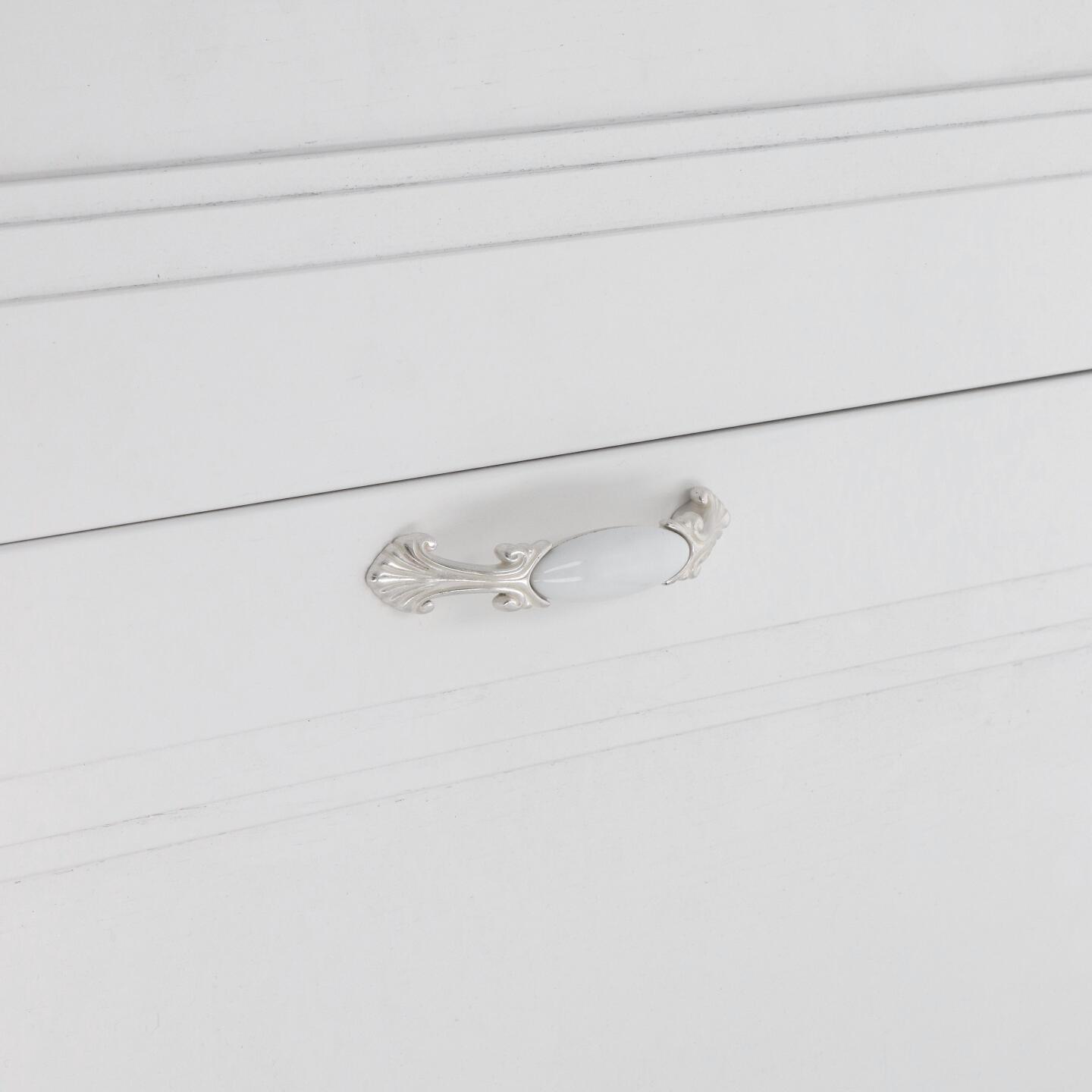 Poignée pour meubles en zamac et Porcelaine Entraxe 96mm Venise argenté - Blanc, Zamak - immagine 5