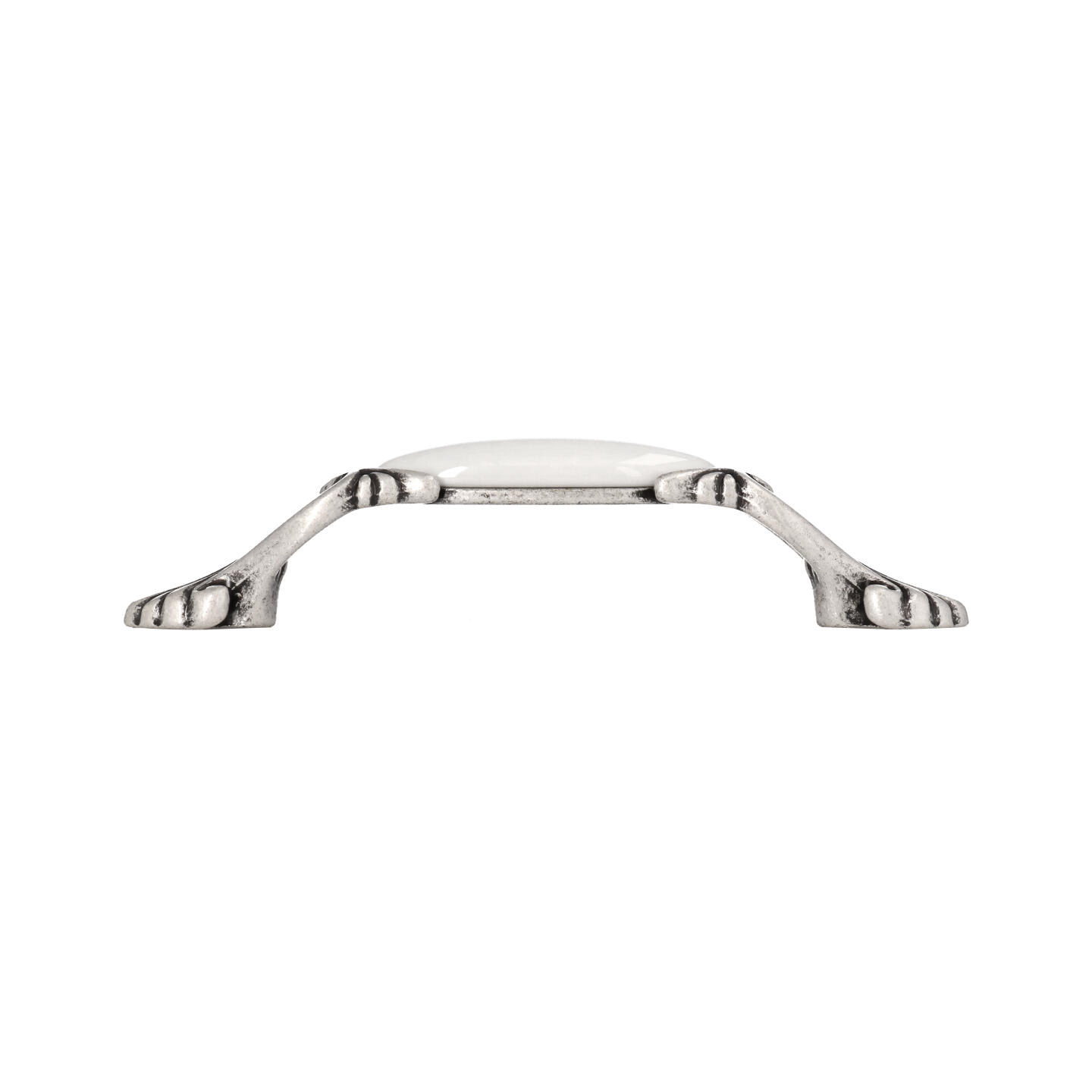 Poignée pour meubles en zamac et Porcelaine Entraxe 96mm Vieil argent brillant - Gris / argent, Zamak – Image 2