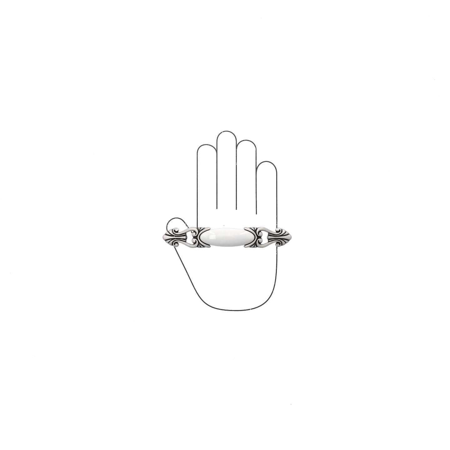 Poignée pour meubles en zamac et Porcelaine Entraxe 96mm Vieil argent brillant - Gris / argent, Zamak – Image 4
