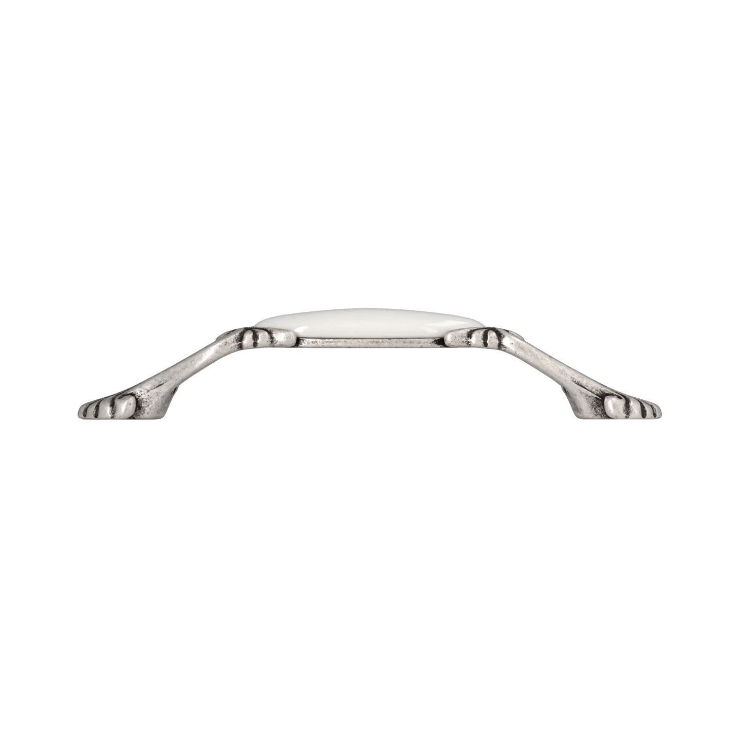 Poignée pour meubles en zamac et Porcelaine Entraxe 128mm Vieil argent brillant - Gris / argent, Zamak – Image 2