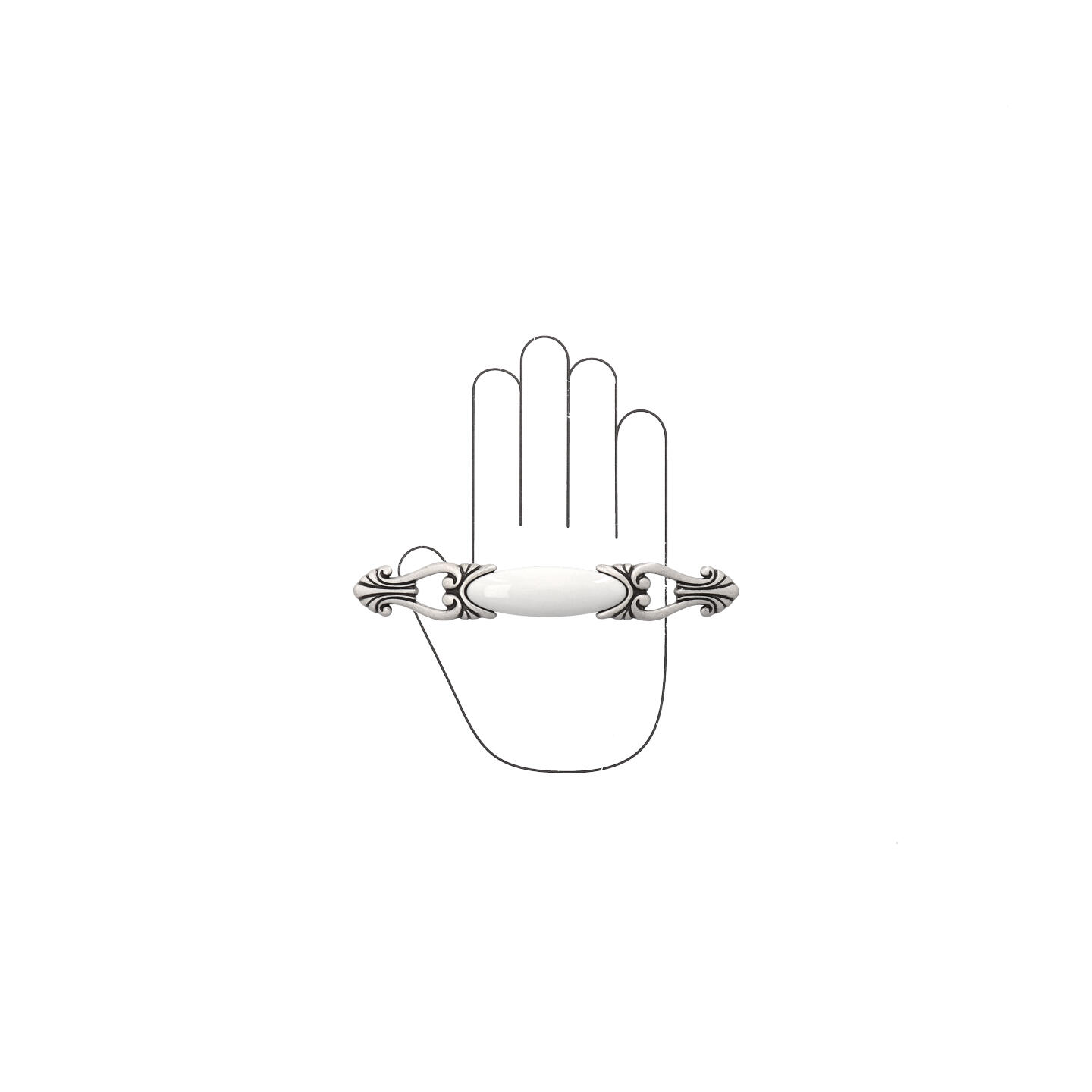 Poignée pour meubles en zamac et Porcelaine Entraxe 128mm Vieil argent brillant - Gris / argent, Zamak – Image 4