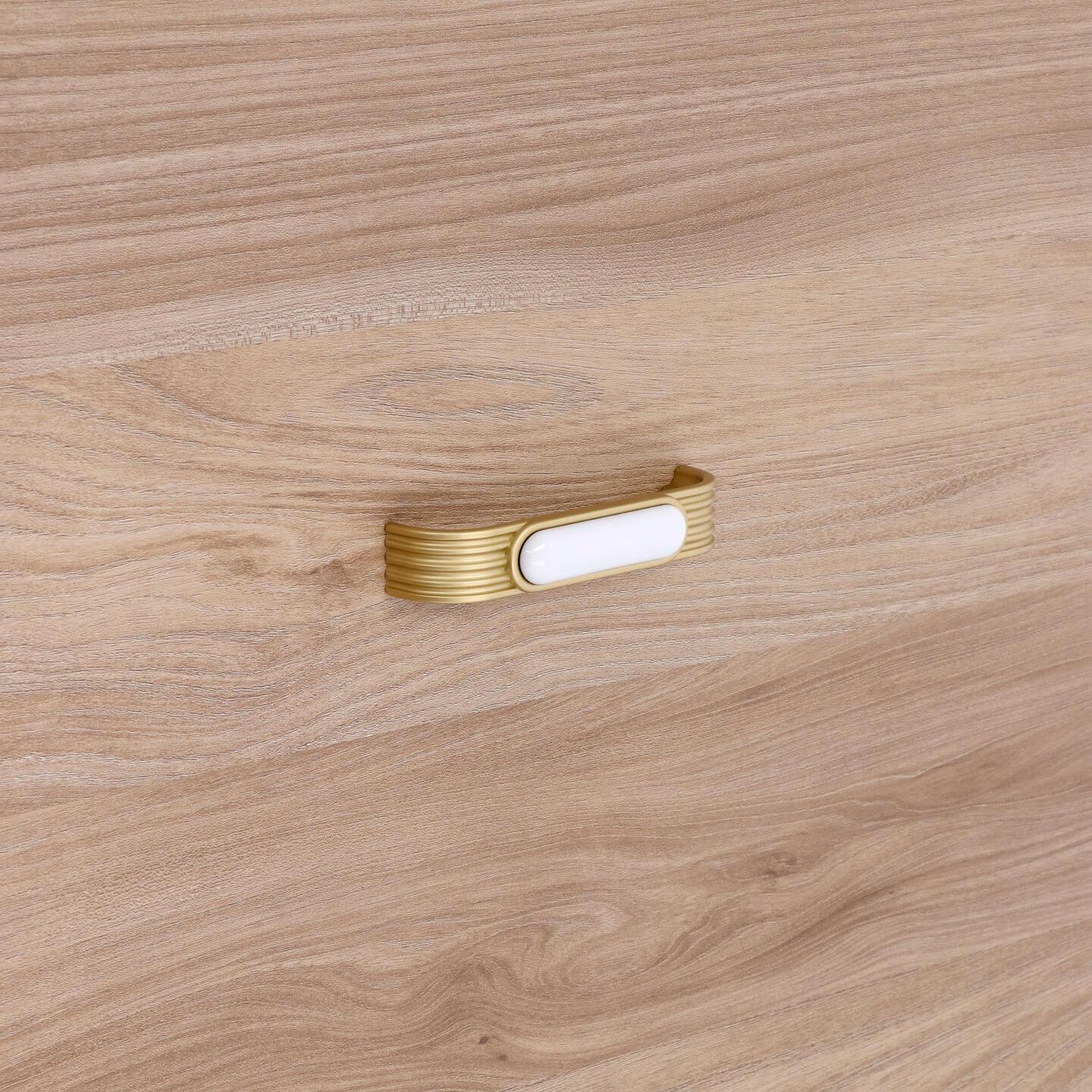 Poignée pour meubles en zamac et Porcelaine Entraxe 96mm Alucover laiton - Jaune / doré, Zamak – Image 5