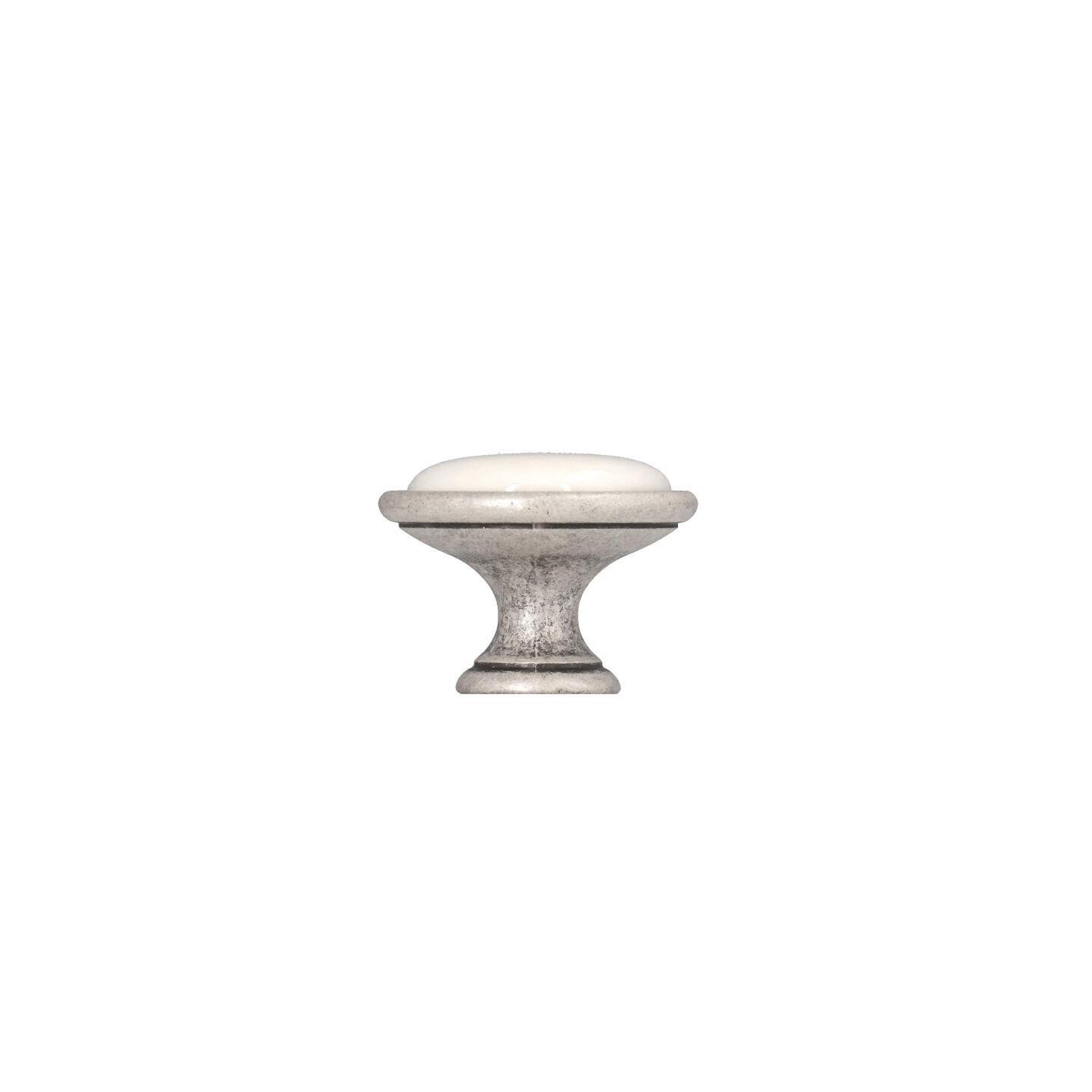 Bouton pour meubles en zamac et Porcelaine Diamètre 34mm Vieil argent rayé - Gris / argent, Zamak - Image 2