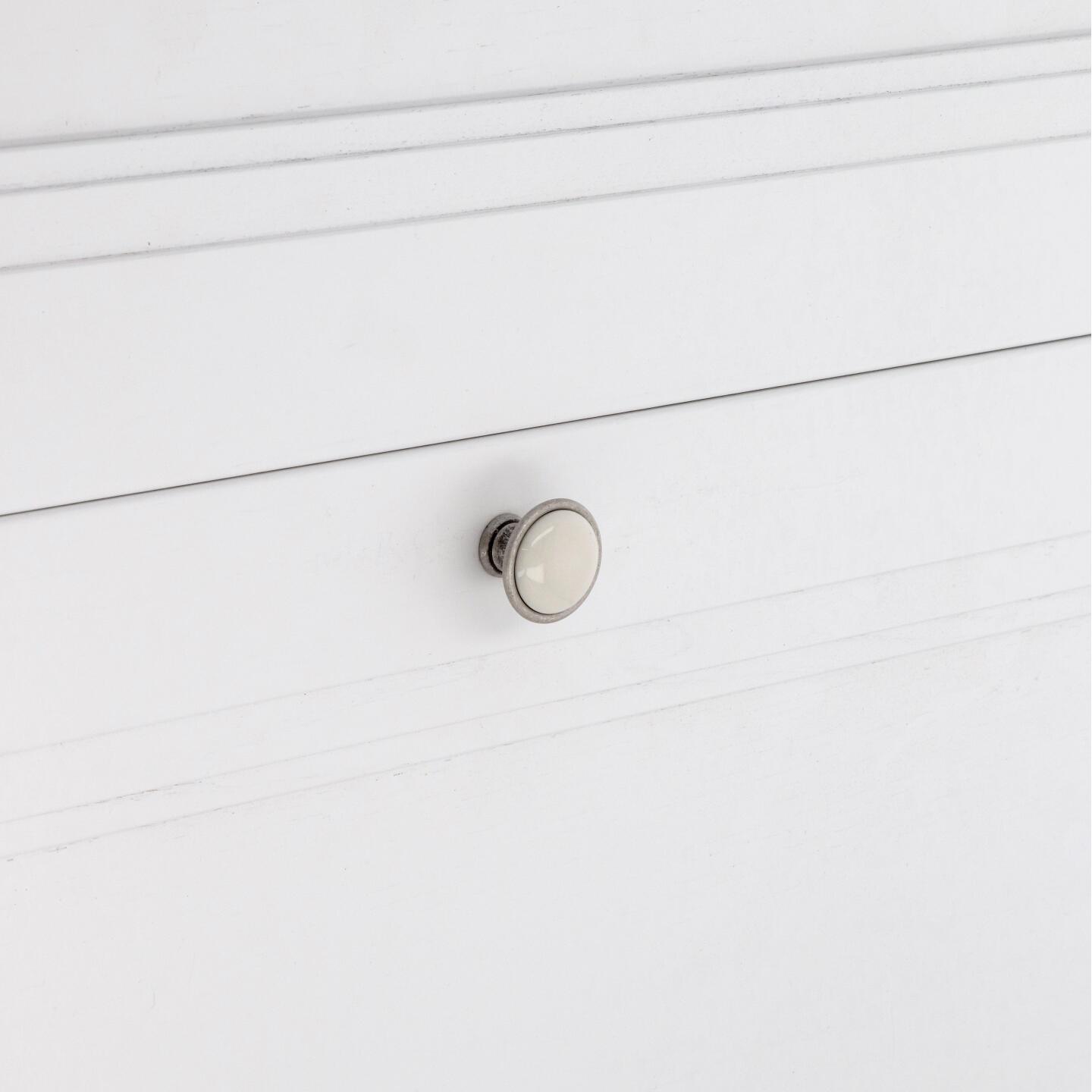 Bouton pour meubles en zamac et Porcelaine Diamètre 34mm Vieil argent rayé - Gris / argent, Zamak - Image 5