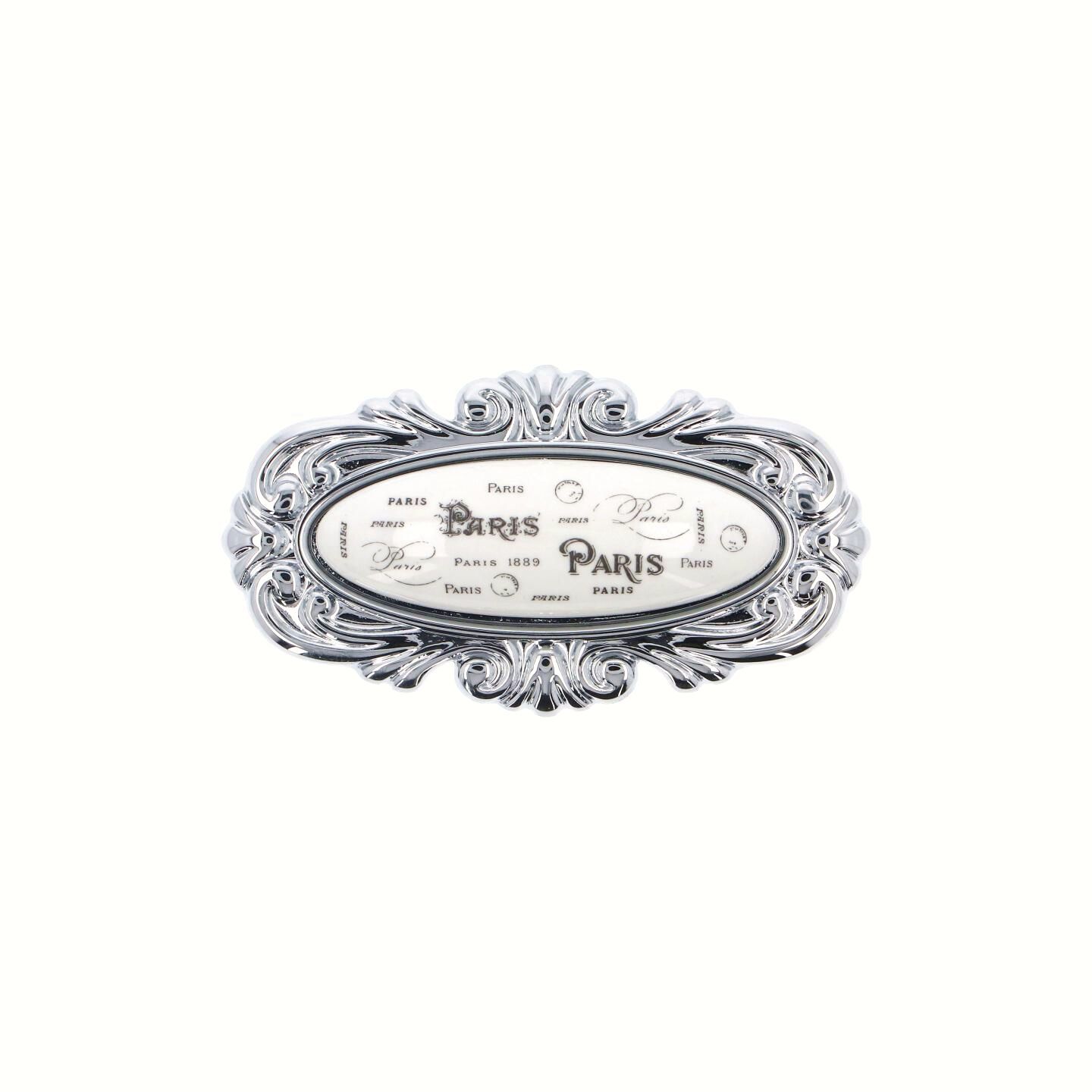 Bouton pour meubles en zamac et Porcelaine Entraxe 32mm chrome poli - Gris / argent, Zamak - immagine 2
