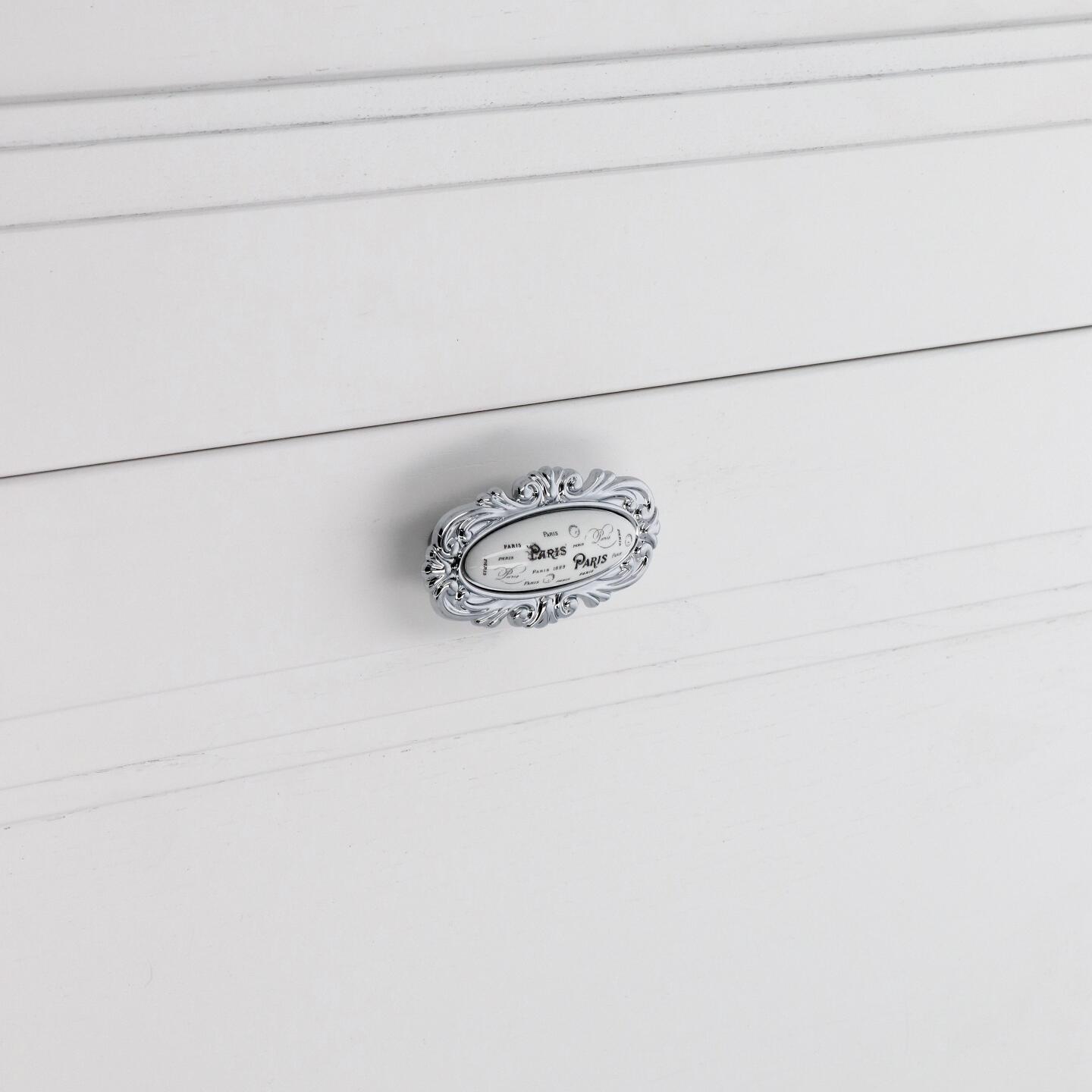 Bouton pour meubles en zamac et Porcelaine Entraxe 32mm chrome poli - Gris / argent, Zamak - immagine 5