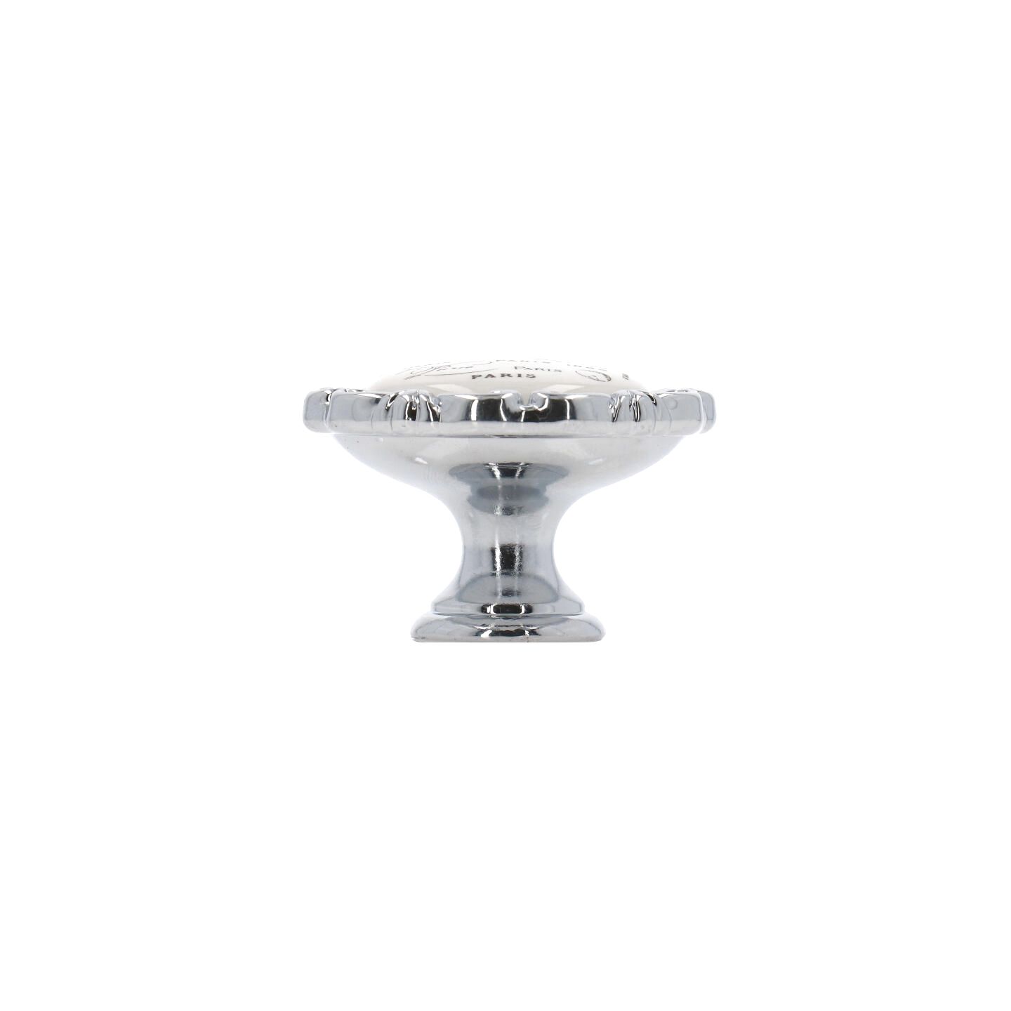 Bouton pour meubles en zamac et Porcelaine Diamètre 39mm chrome poli - Gris / argent, Zamak - immagine 2