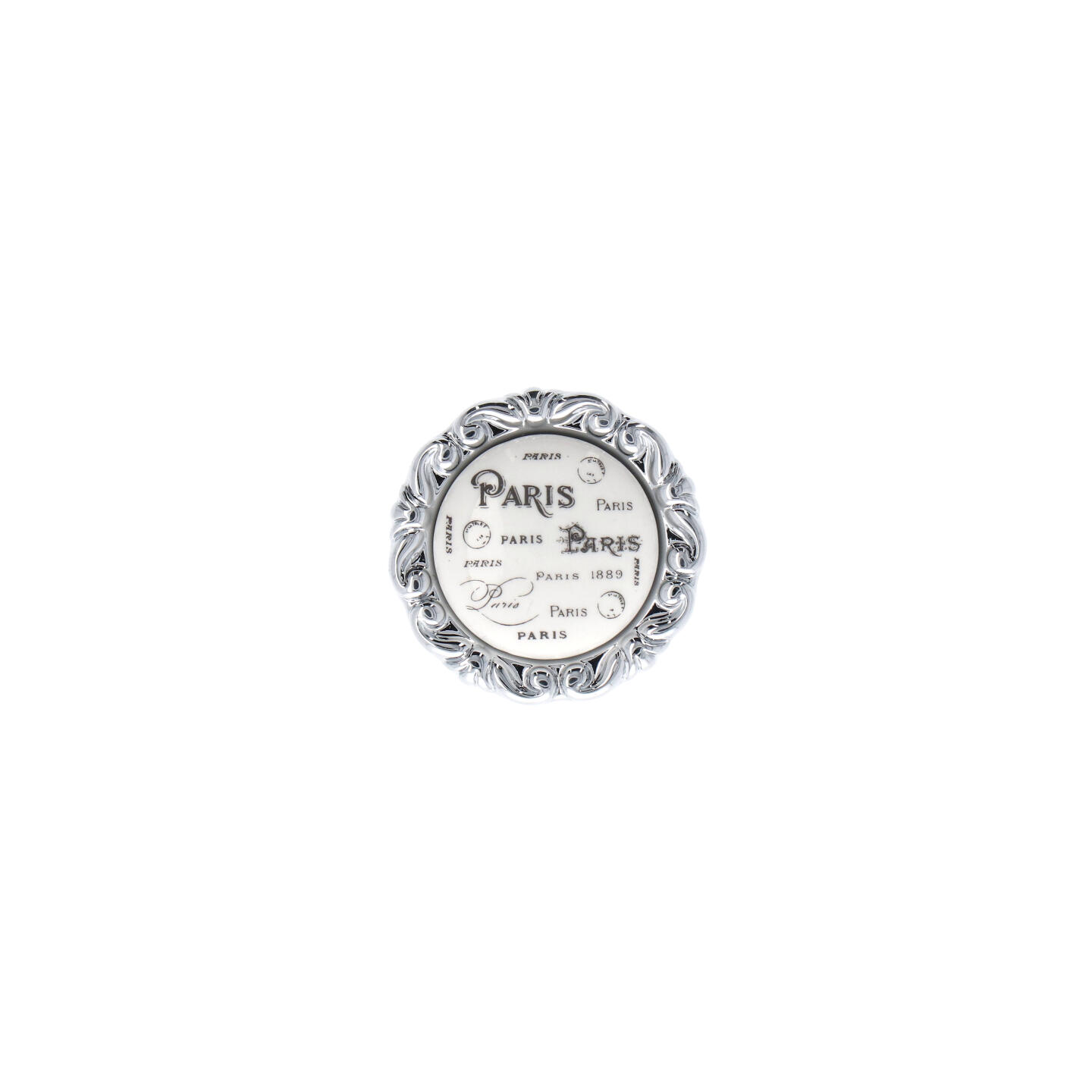Bouton pour meubles en zamac et Porcelaine Diamètre 39mm chrome poli - Gris / argent, Zamak - immagine 3