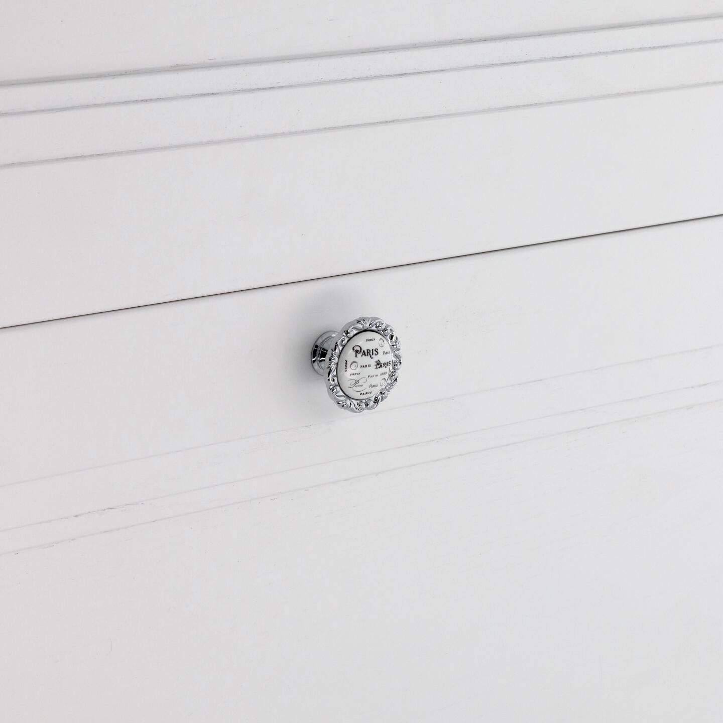 Bouton pour meubles en zamac et Porcelaine Diamètre 39mm chrome poli - Gris / argent, Zamak - immagine 5