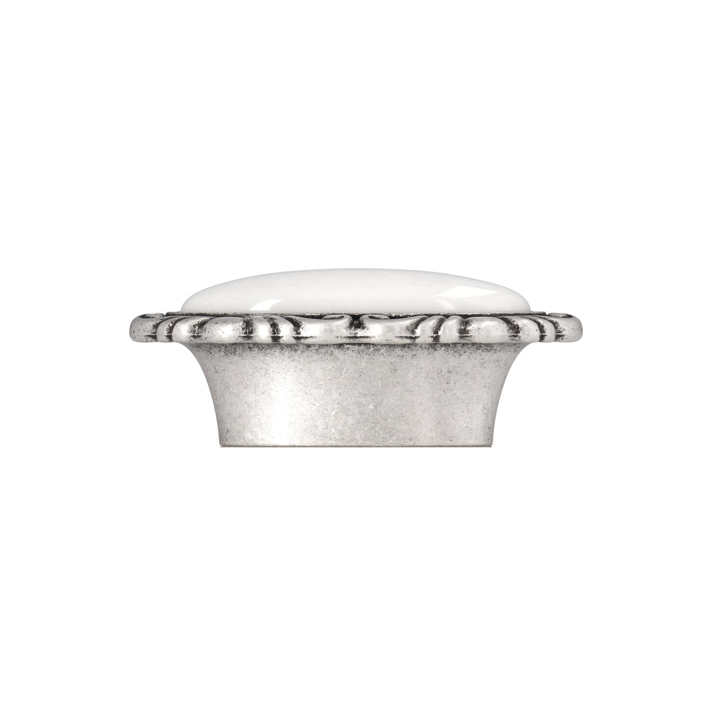 Bouton pour meubles en zamac et Porcelaine Entraxe 32mm Vieil argent brillant - Gris / argent, Zamak – Image 2