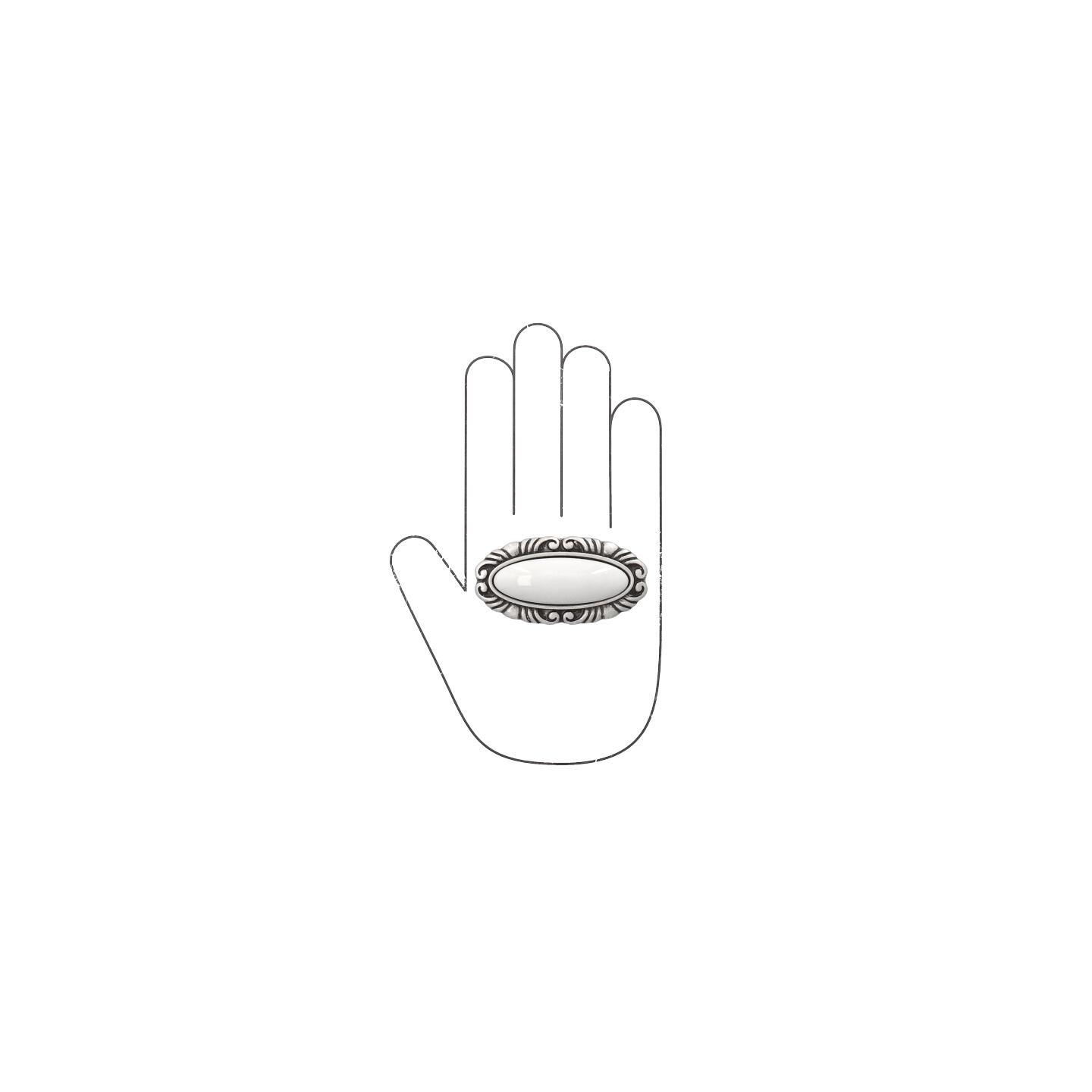 Bouton pour meubles en zamac et Porcelaine Entraxe 32mm Vieil argent brillant - Gris / argent, Zamak – Image 4