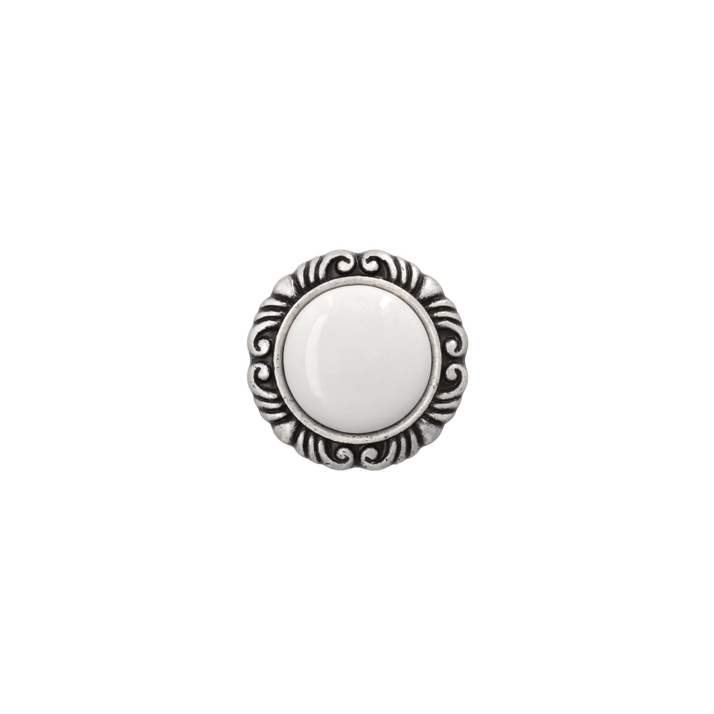 Bouton pour meubles en zamac et Porcelaine Diamètre 41mm Vieil argent brillant - Gris / argent, Zamak – Image 3