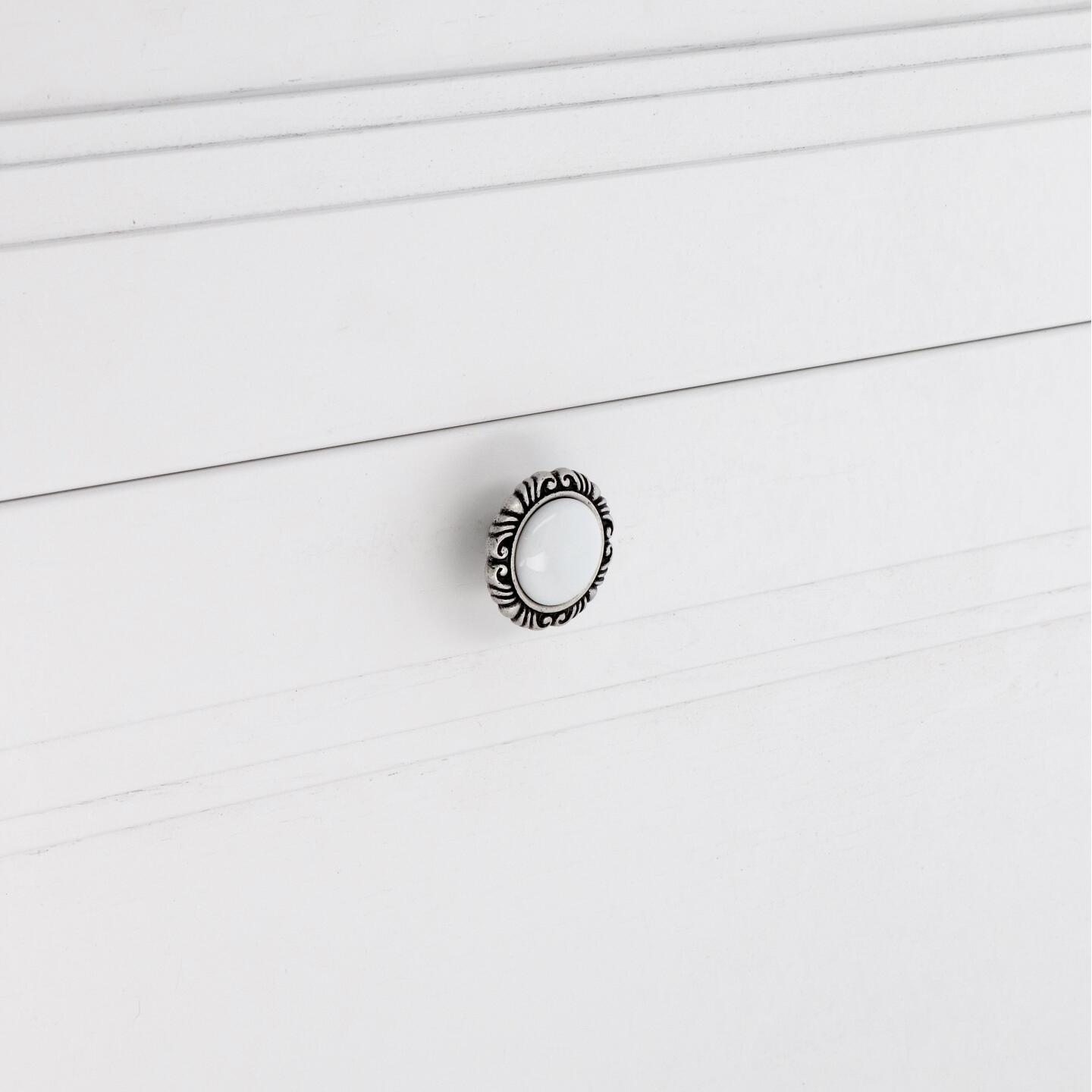 Bouton pour meubles en zamac et Porcelaine Diamètre 41mm Vieil argent brillant - Gris / argent, Zamak – Image 5