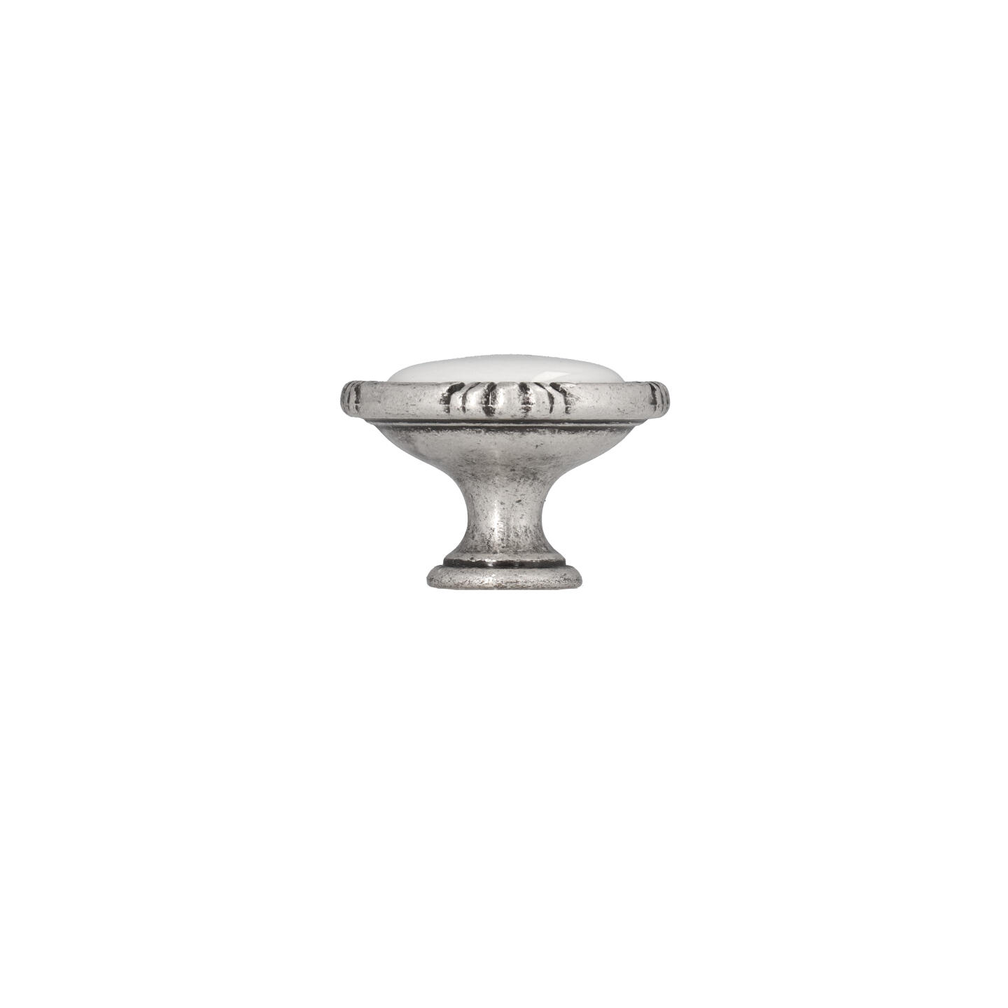 Bouton pour meubles en zamac et Porcelaine Diamètre 38mm Vieil argent brillant - Gris / argent, Zamak - immagine 2