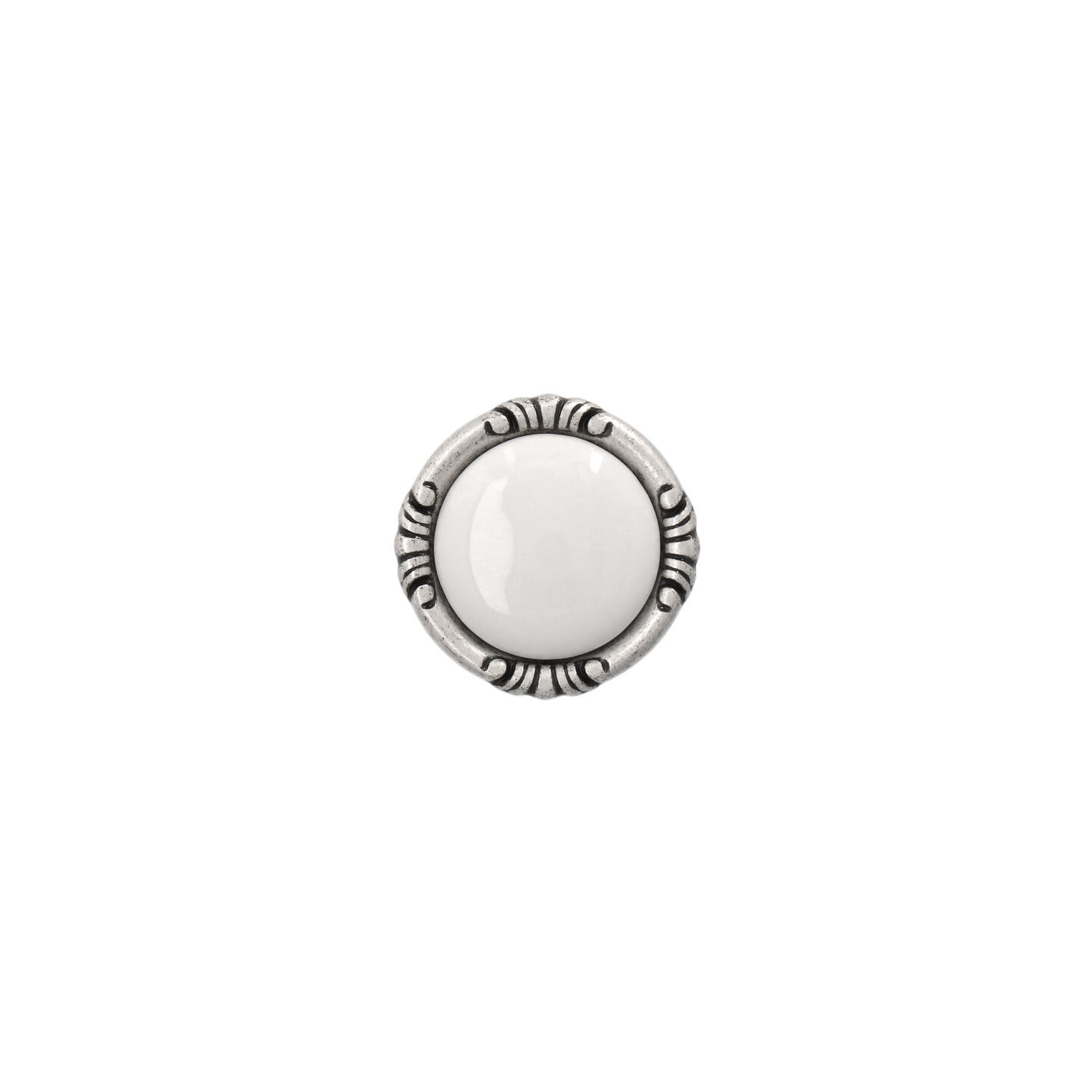 Bouton pour meubles en zamac et Porcelaine Diamètre 38mm Vieil argent brillant - Gris / argent, Zamak - immagine 3