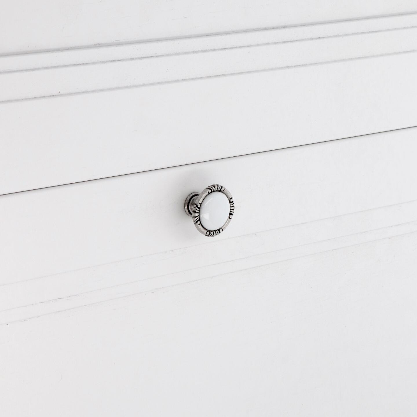 Bouton pour meubles en zamac et Porcelaine Diamètre 38mm Vieil argent brillant - Gris / argent, Zamak - immagine 5