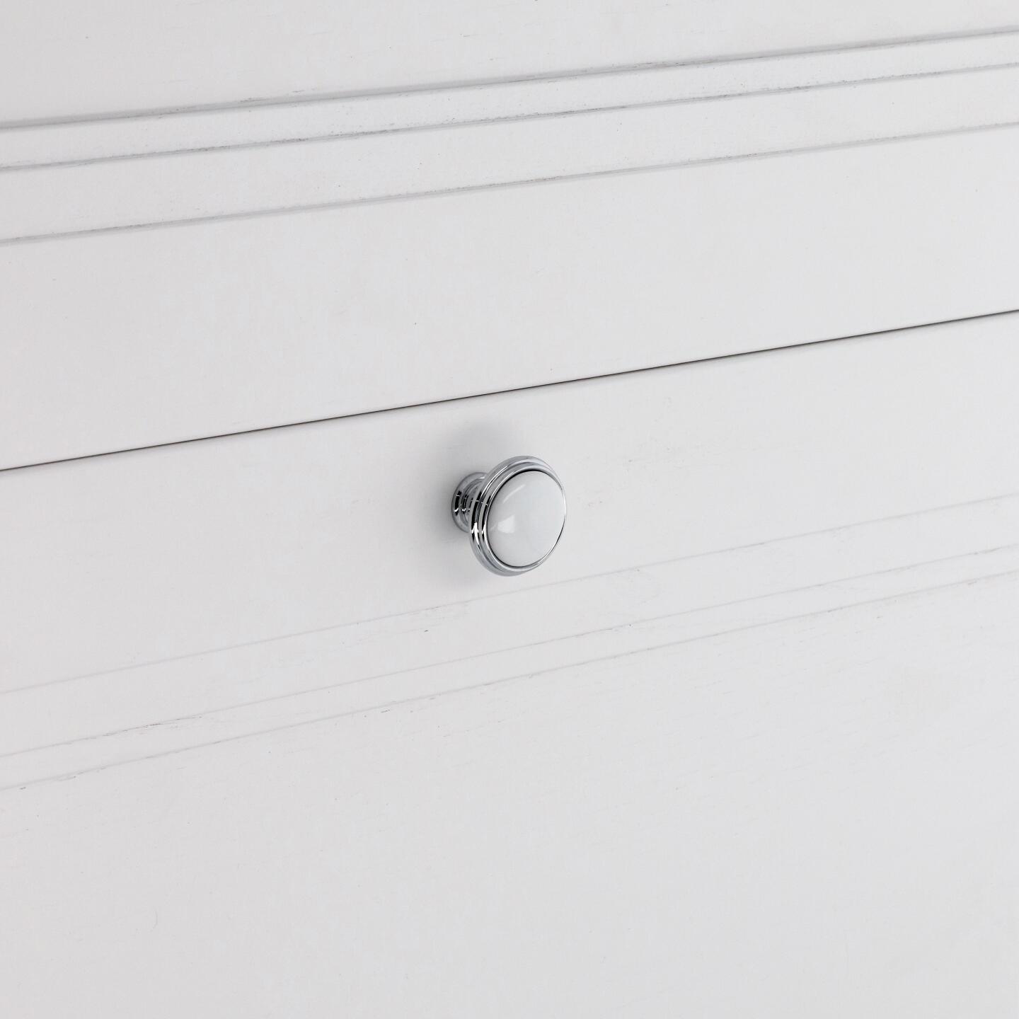 Bouton pour meubles en zamac et Porcelaine Diamètre 35mm chrome poli - Gris / argent, Zamak - immagine 5