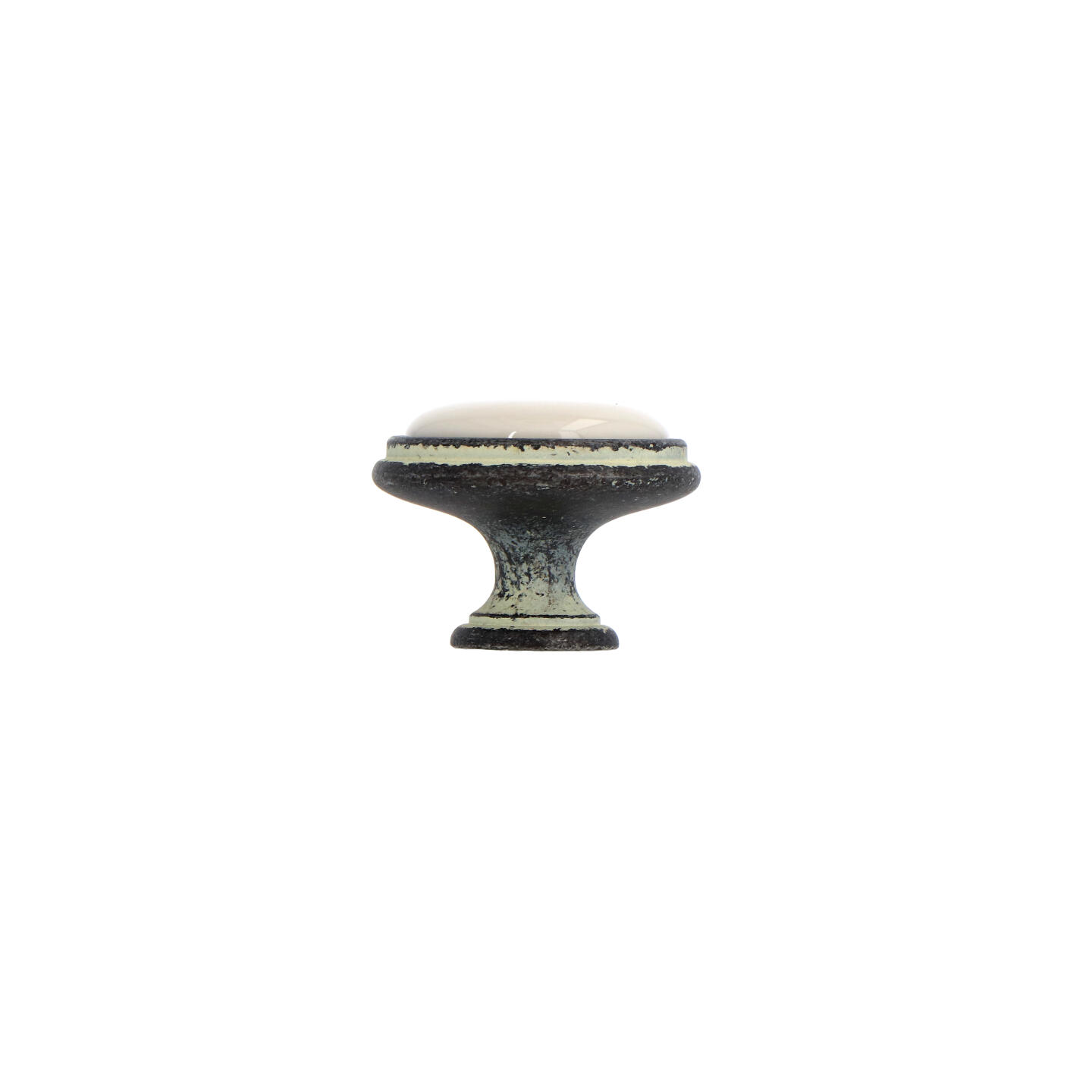Bouton pour meubles en zamac et Porcelaine Diamètre 35mm Ivoire rustique - Beige, Zamak - Image 2