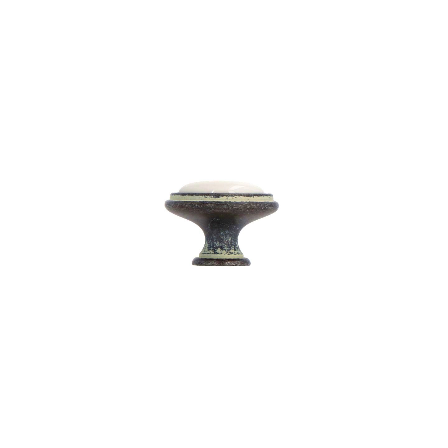 Bouton pour meubles en zamac et Porcelaine Diamètre 30mm Ivoire rustique - Beige, Zamak – Image 2