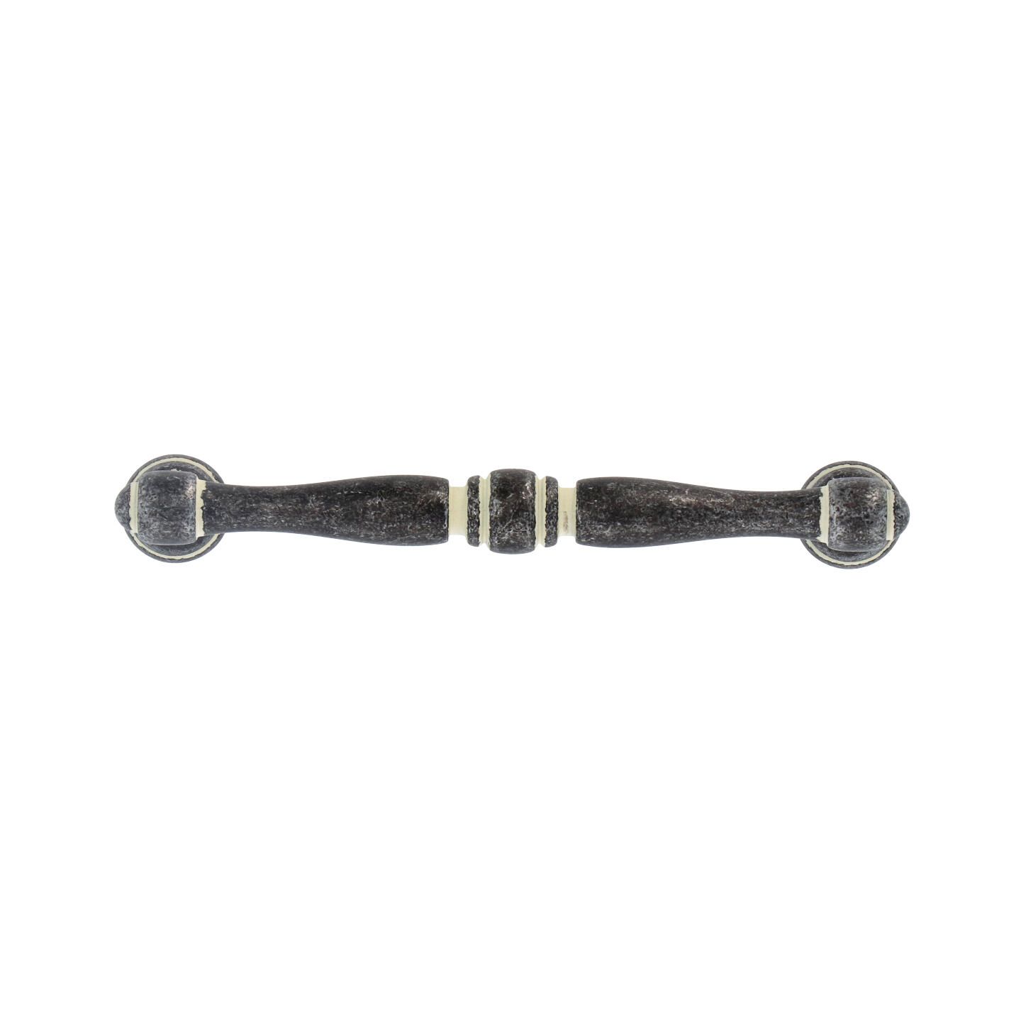 Poignée pour meubles en zamac Entraxe 96mm Ivoire rustique - Gris / argent, Zamak – Image 3