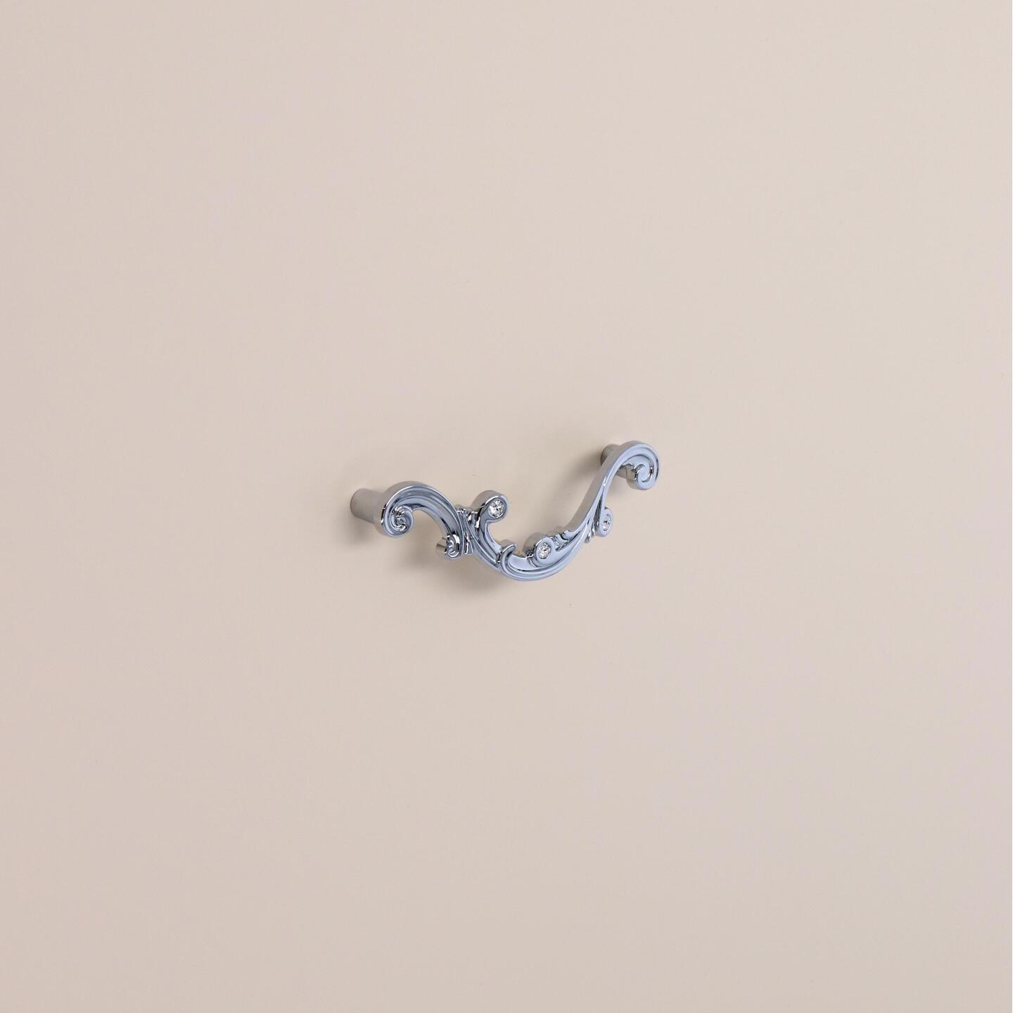 Poignée pour meubles en zamac et cristal Entraxe 96mm chrome poli - Gris / argent, Zamak – Image 5