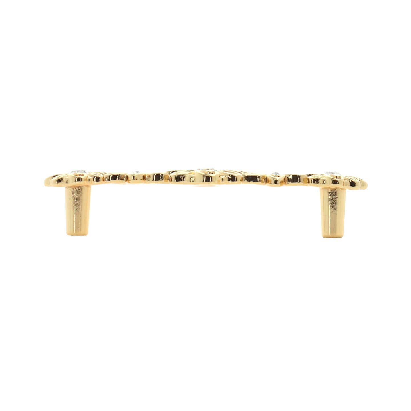 Poignée pour meubles en zamac et cristal Entraxe 96mm plaqué or - Jaune / doré, Zamak - Imagen 2