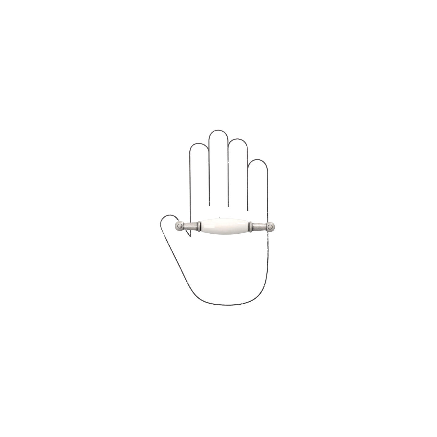 Poignée pour meubles en zamac et porcelaine Entraxe 96mm Vieil argent rayé - Gris / argent, Zamak – Image 4