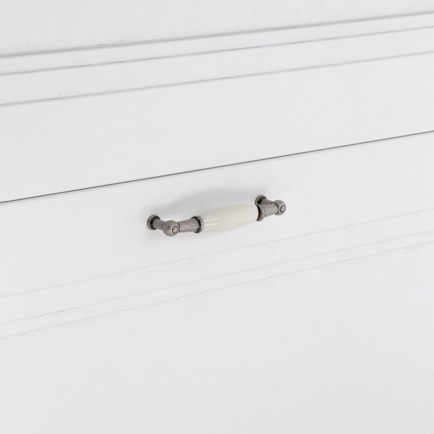 Poignée pour meubles en zamac et porcelaine Entraxe 96mm Vieil argent rayé - Gris / argent, Zamak – Image 5