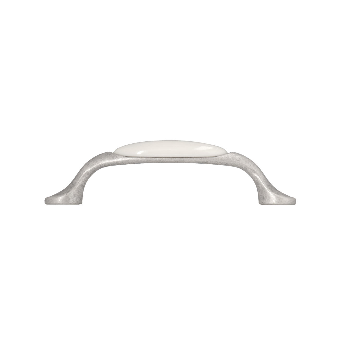 Poignée pour meubles en zamac et porcelaine Entraxe 96mm Vieil argent brossé - Gris / argent, Zamak - immagine 2