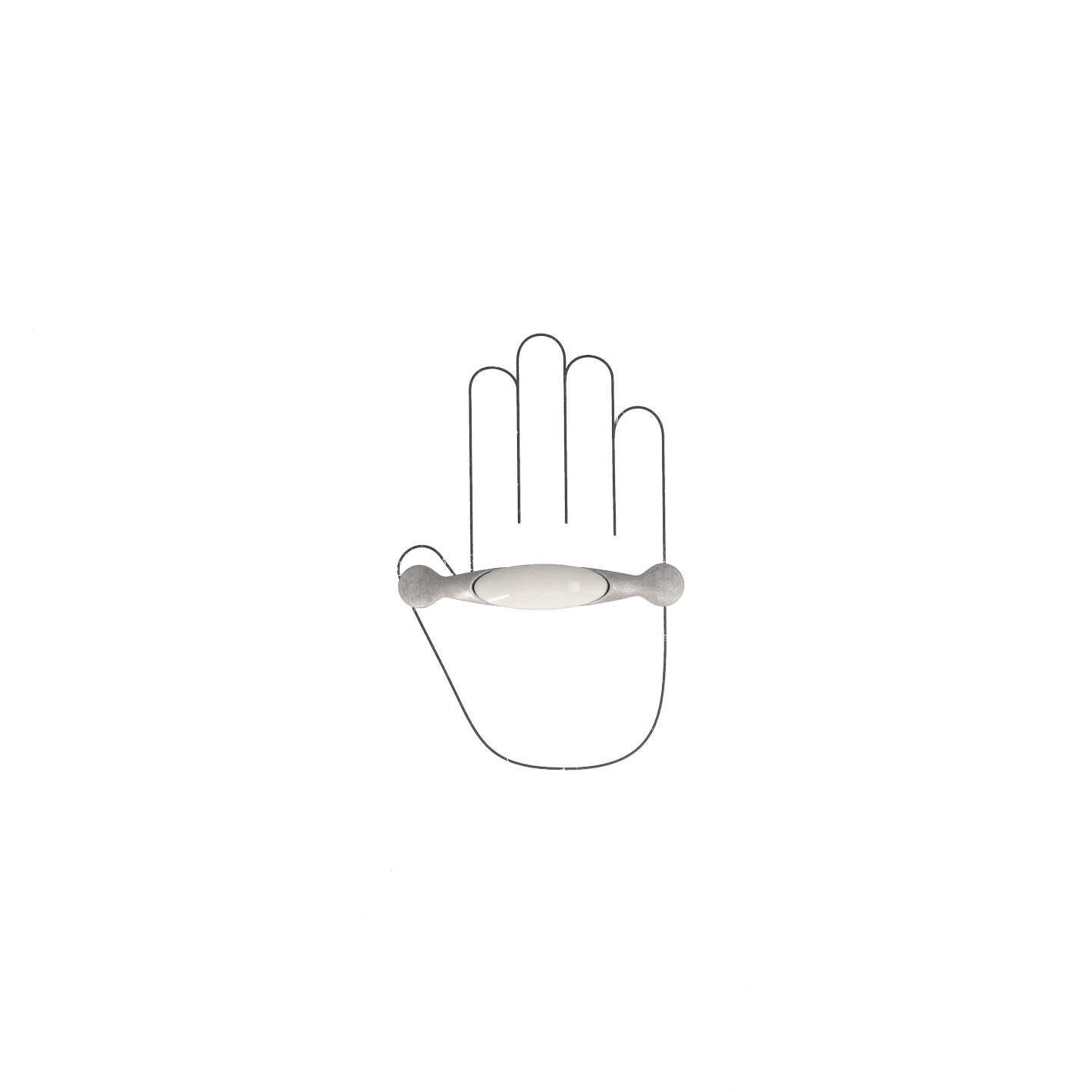 Poignée pour meubles en zamac et porcelaine Entraxe 96mm Vieil argent brossé - Gris / argent, Zamak - immagine 4