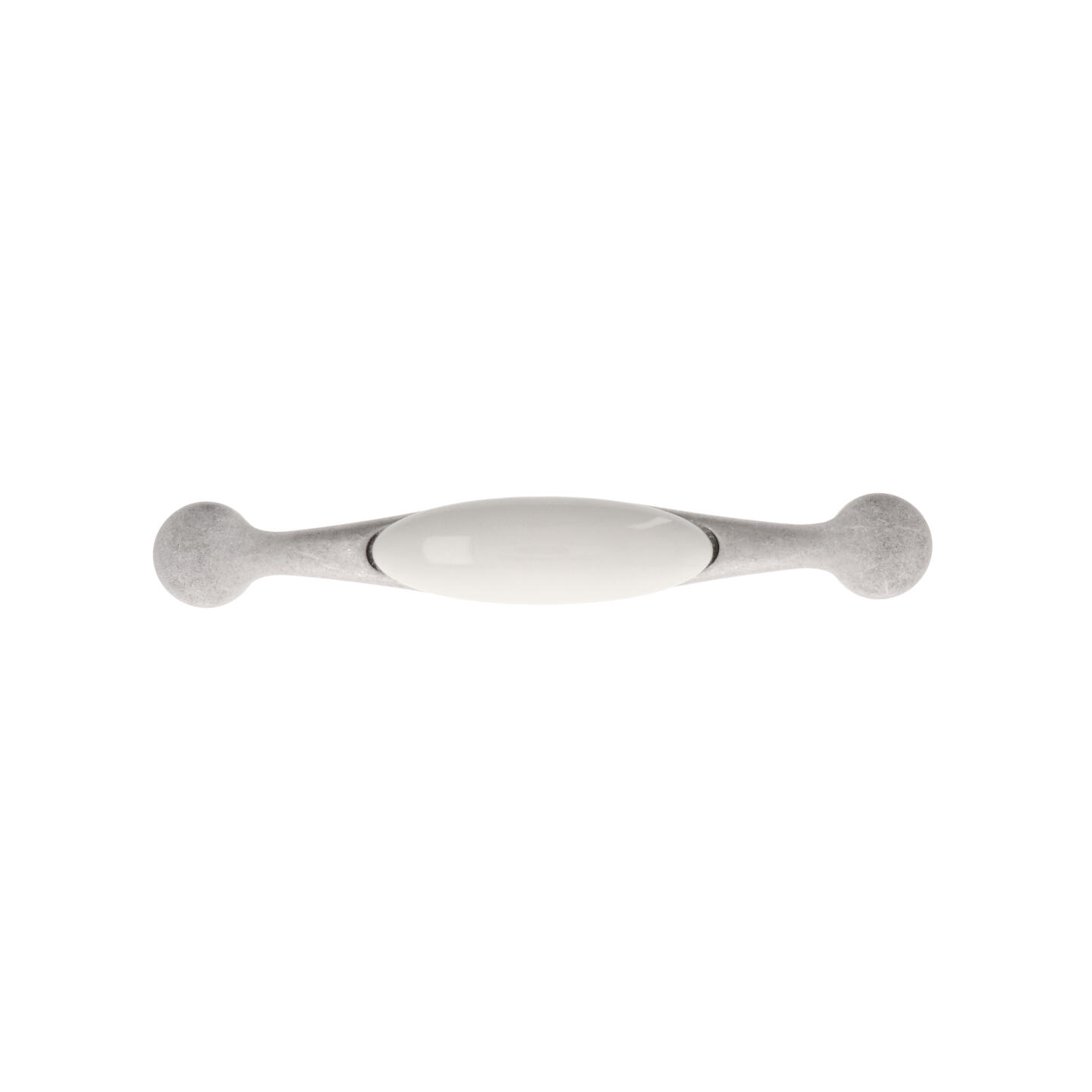 Poignée pour meubles en zamac et porcelaine Entraxe 128mm Vieil argent rayé - Gris / argent, Zamak – Image 3