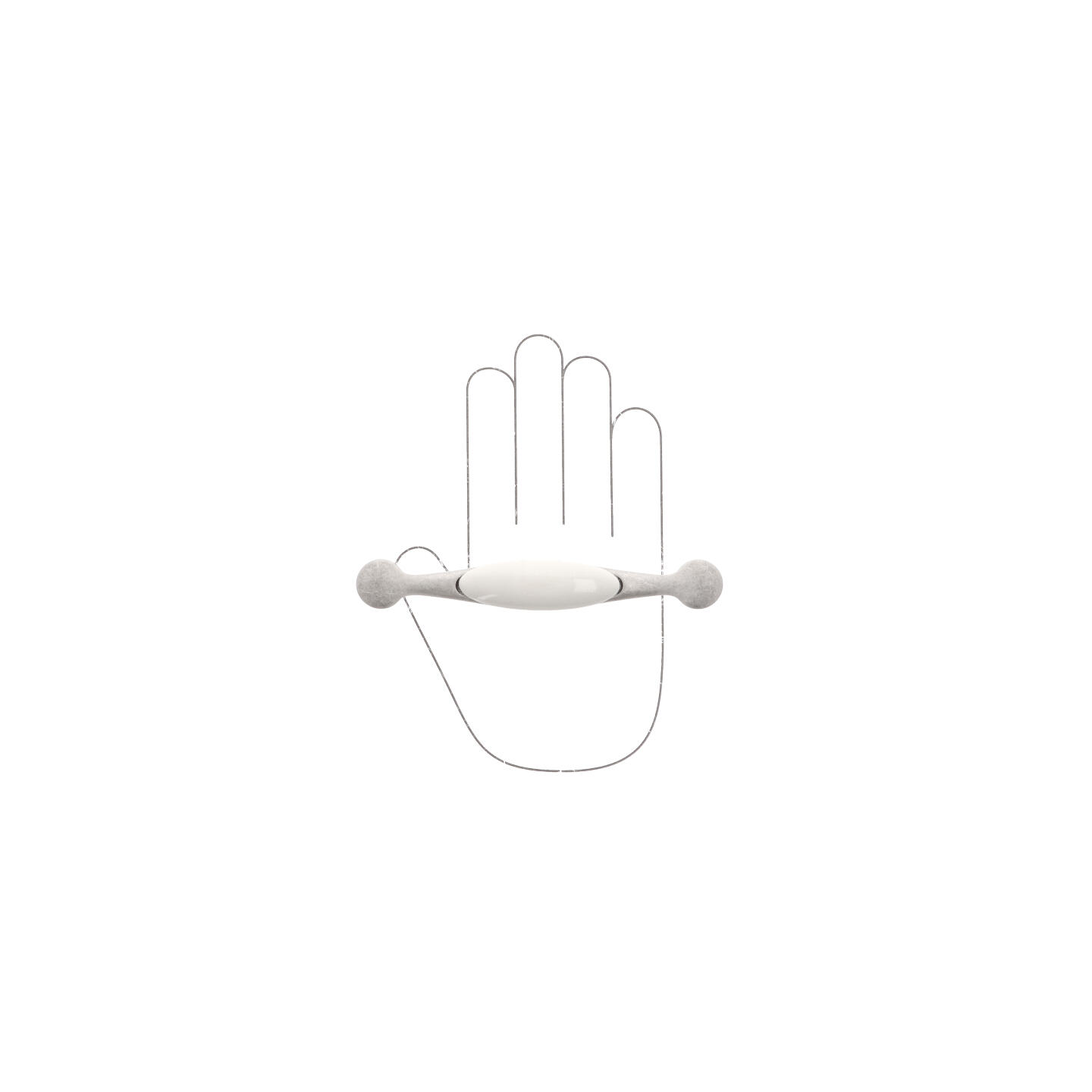 Poignée pour meubles en zamac et porcelaine Entraxe 128mm Vieil argent rayé - Gris / argent, Zamak – Image 4