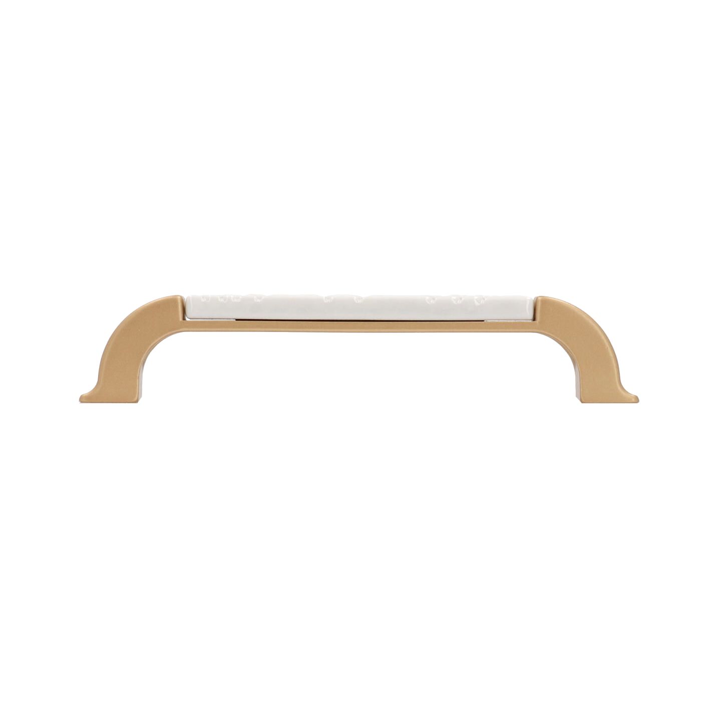 Poignée pour meubles en zamac et porcelaine Entraxe 128mm Alucover laiton - Jaune / doré, Zamak – Image 2