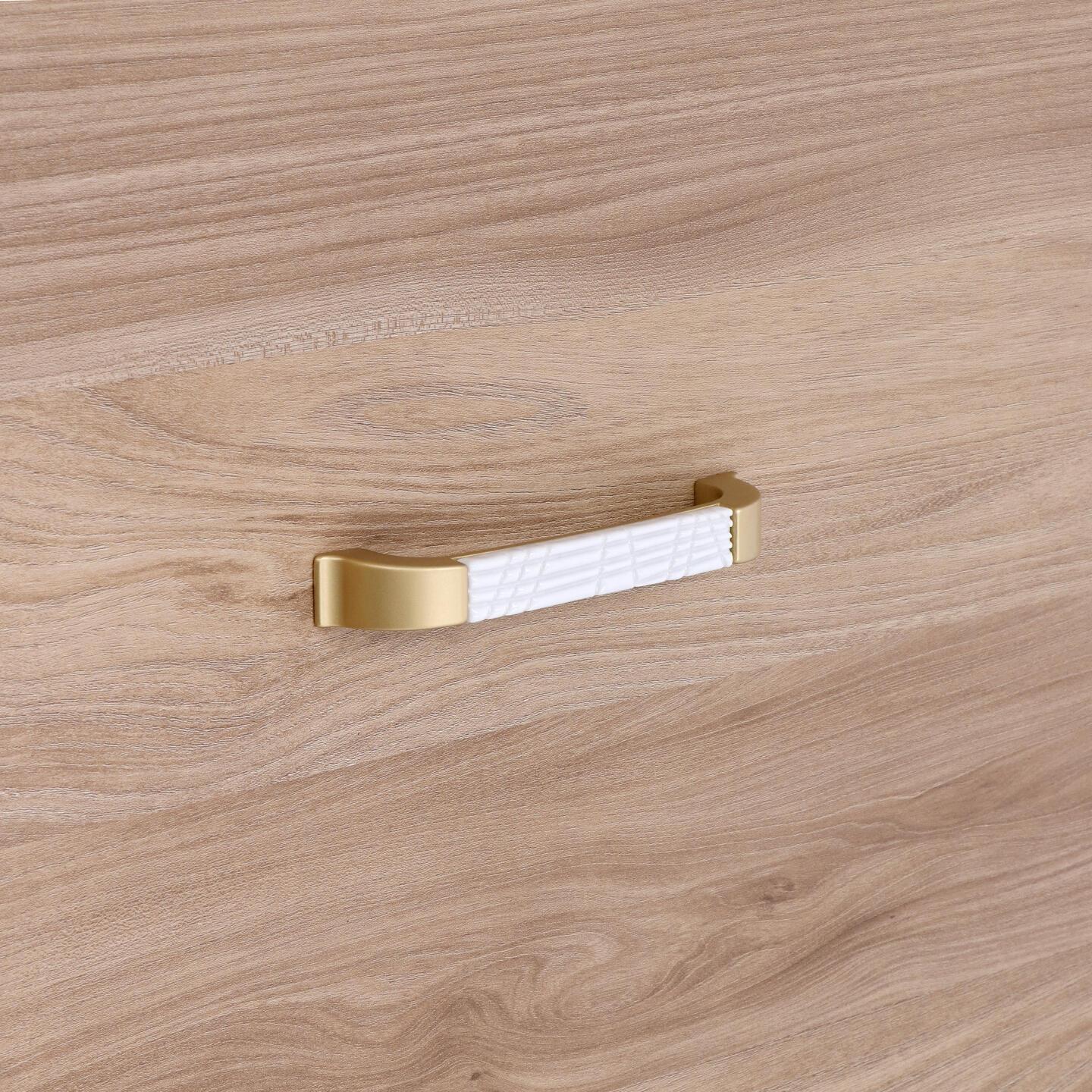 Poignée pour meubles en zamac et porcelaine Entraxe 128mm Alucover laiton - Jaune / doré, Zamak – Image 5