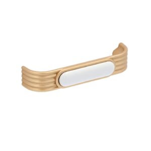 Poignée pour meubles en zamac et Porcelaine Entraxe 96mm Alucover laiton – Jaune / doré, Zamak