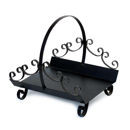 Porte-revues en fer forgé noir hauteur 35x30 poignée 40cm.