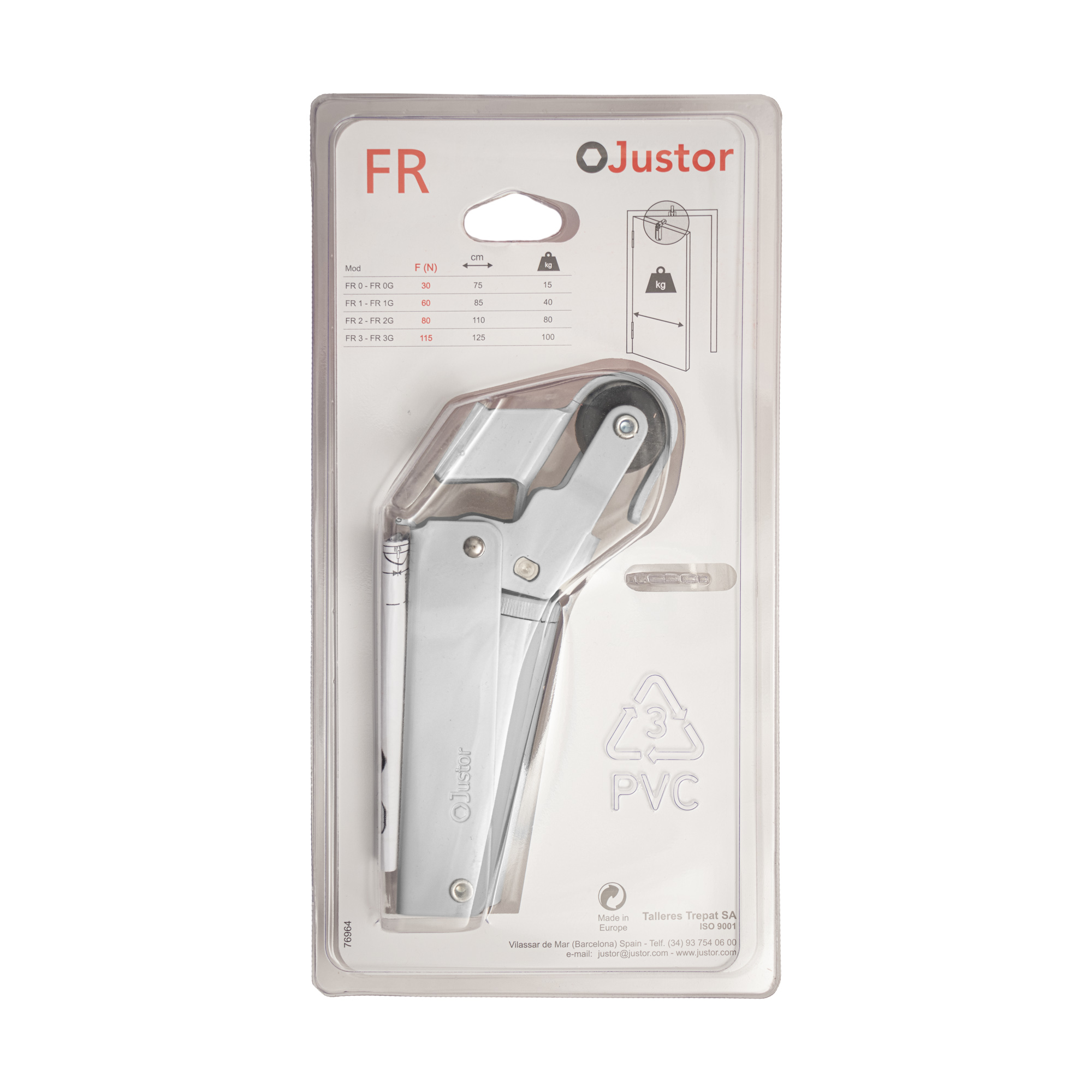 Frein de rétention force 115 N, en aluminium anodisé argent, pour porte jusqu’à 100 KG. - Gris / argent – Image 5