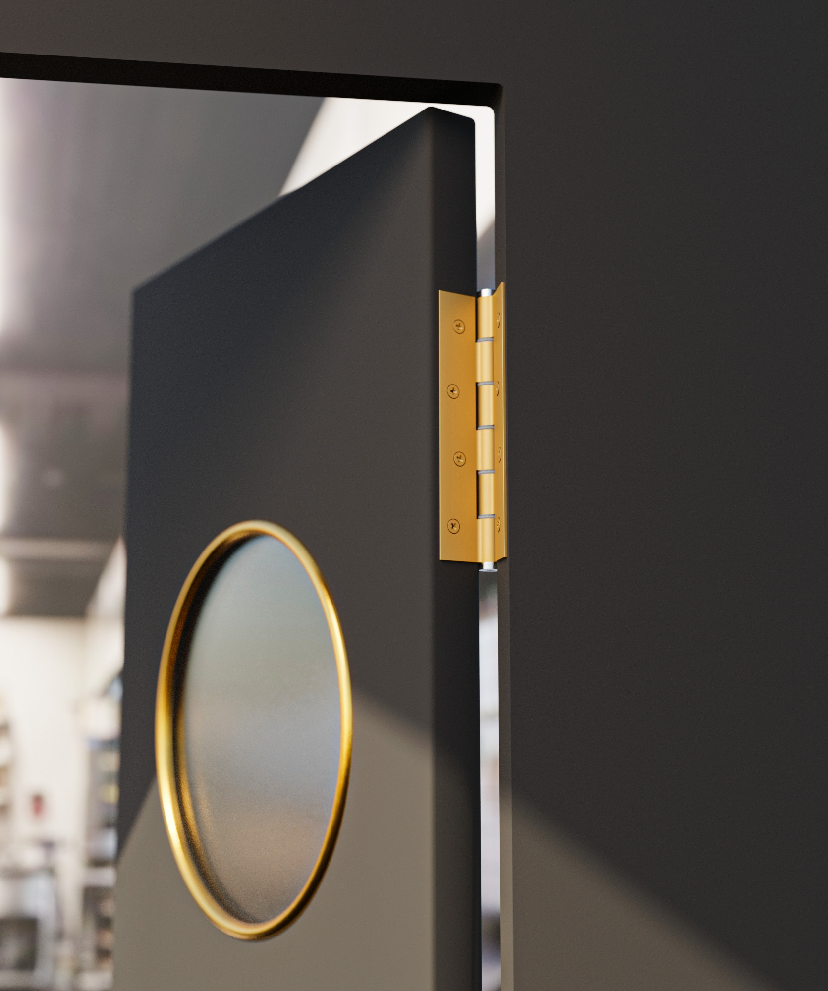 Charnière simple action à ressort, 180X40 mm, en aluminium anodisée or, pour porte de 40 mm - Jaune / doré – Image 3
