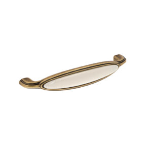 Poignée pour meubles en zamac et porcelaine Entraxe 128mm Florence antique – Marron, Zamak