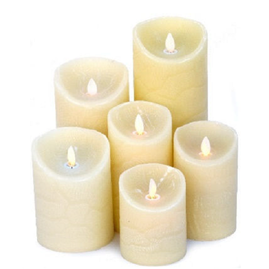 Bougie LED diamètre 9x 23 cm avec interupteur 3 positions dont temporisation 12 heures fonctionne avec 3 piles AAA non fournies - Beige, Plastique – Image 2