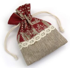 Sac en tissu de Noël 10x13cm Lot de 12 – Rouge, Tela